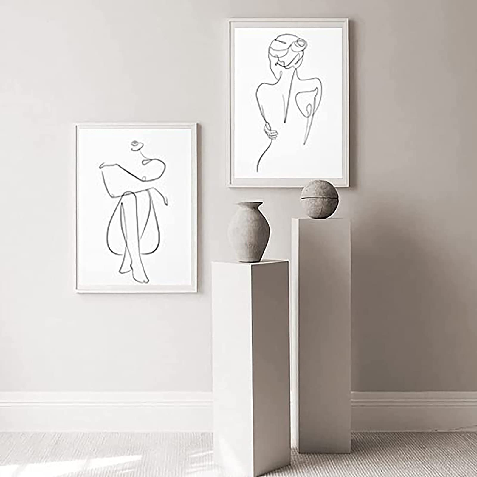 Abstract Line Wall Art Canvas Woman One Line Art Prints Minimalistic Female Body Line Poster Minimal Drawing Canvas Print Black