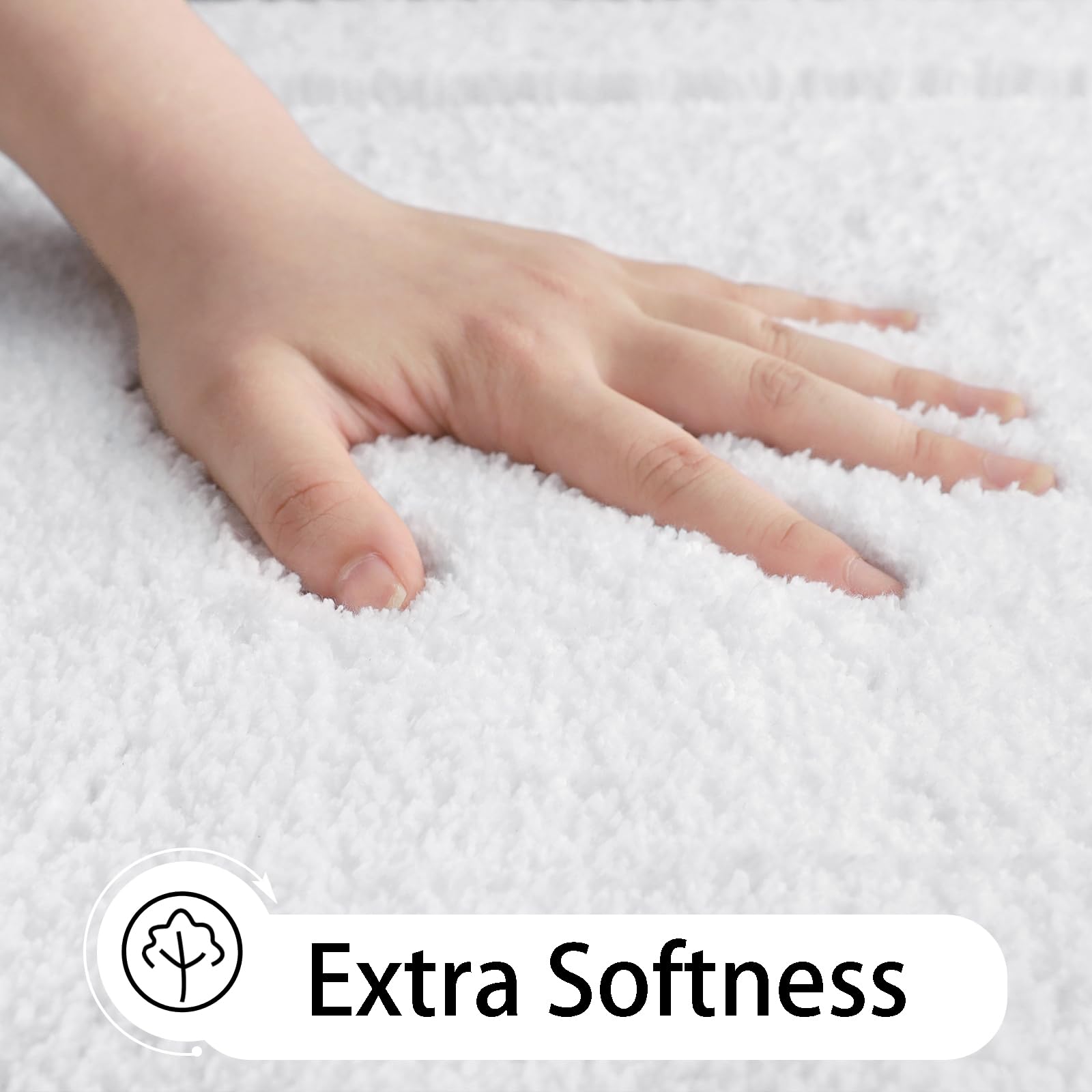 HOMORE Luminous White Bathroom Rug, 48x24 inch Non-Slip Microfiber Mat, Extra Soft & Absorbent for Shower & Vanity