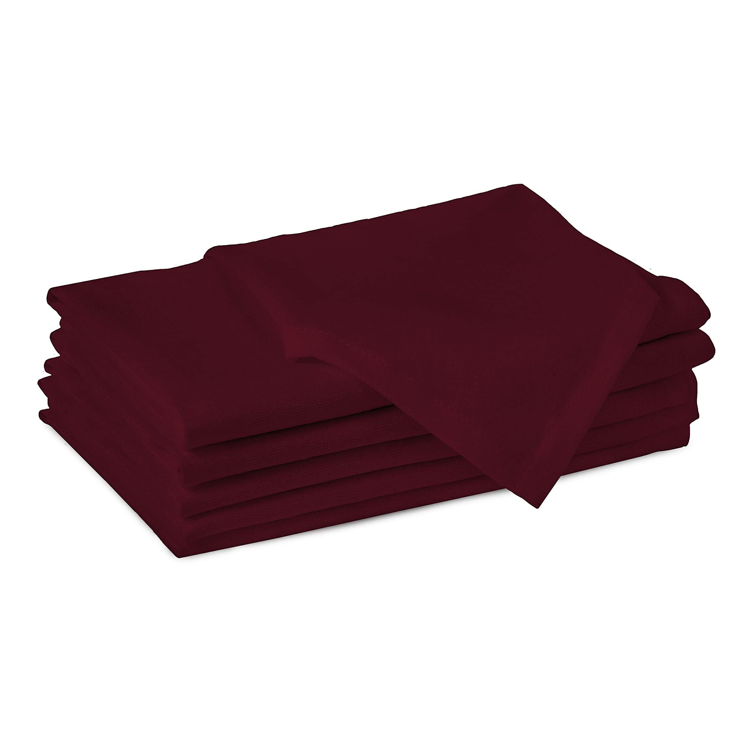 Encasa Cotton Cloth Napkins | Set Of 6 | Size 17 ''X17 '' | Rich Maroon Solid Color | Machine Washable