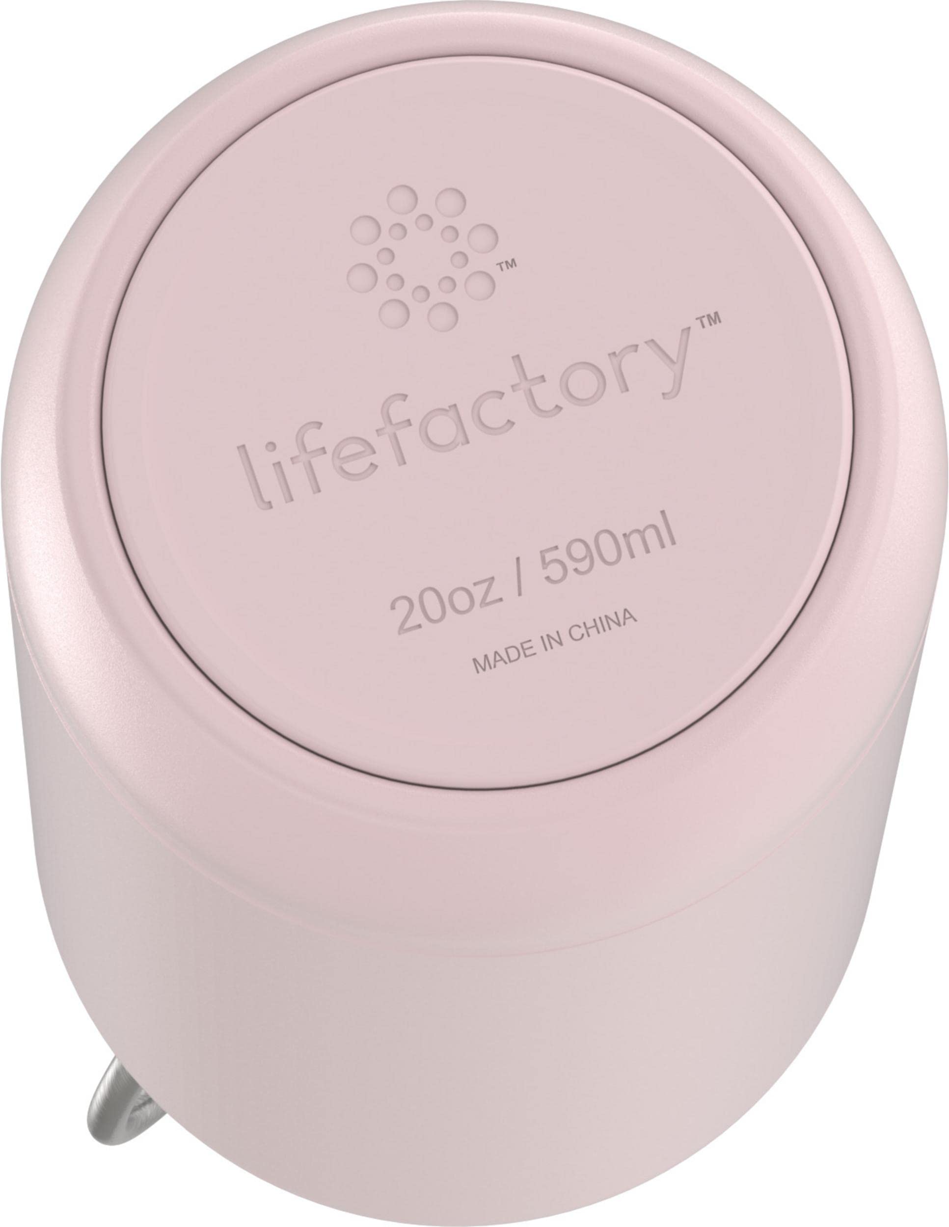 LIfeFactory Stainless Steel Vacuum-Insulated Sport Bottle  20 Ounce  Desert Rose