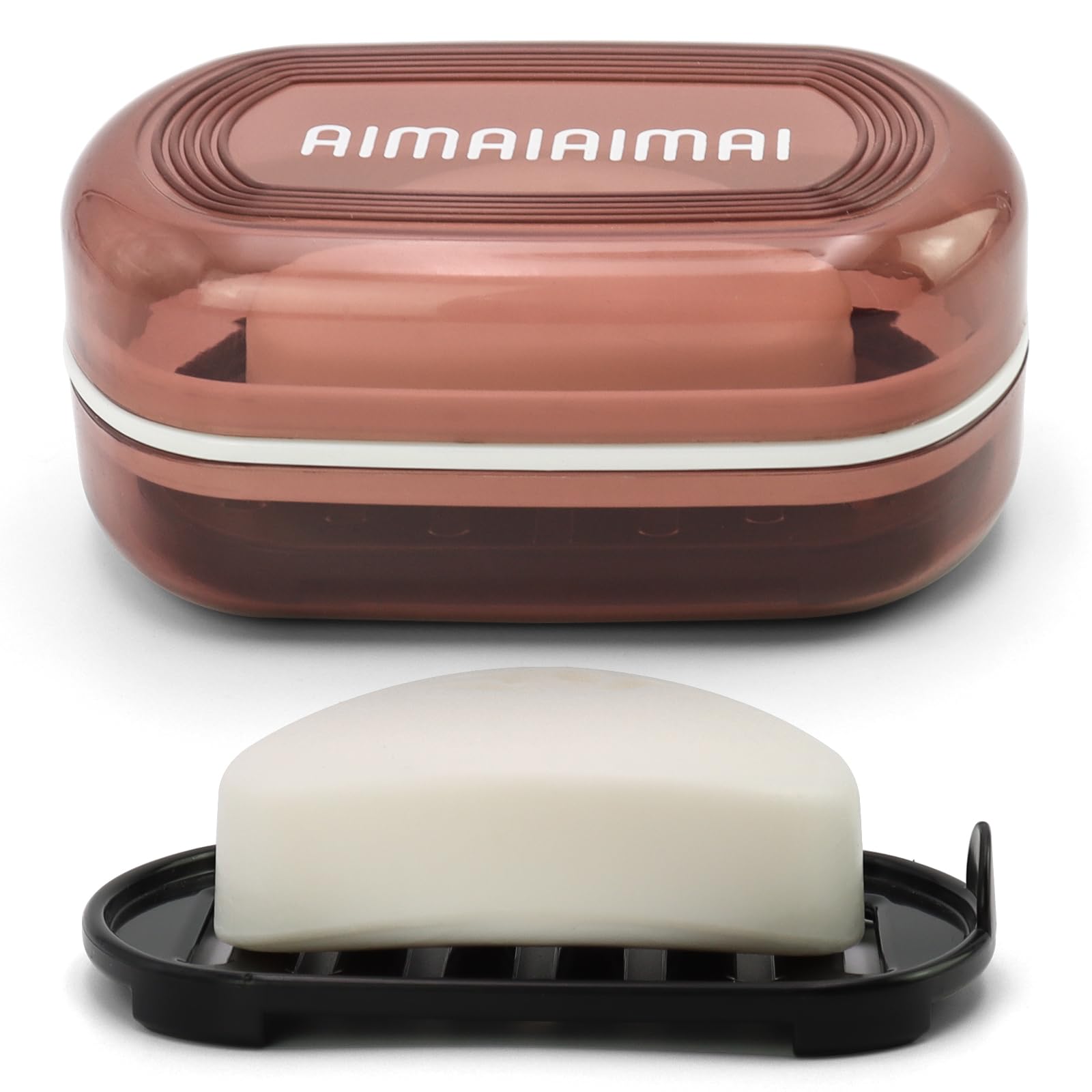 Aimaiaimai Travel Soap Container, Translucent Visible Soap Box, Travel Soap Holder With Removable Draining Layer, Portable Soap