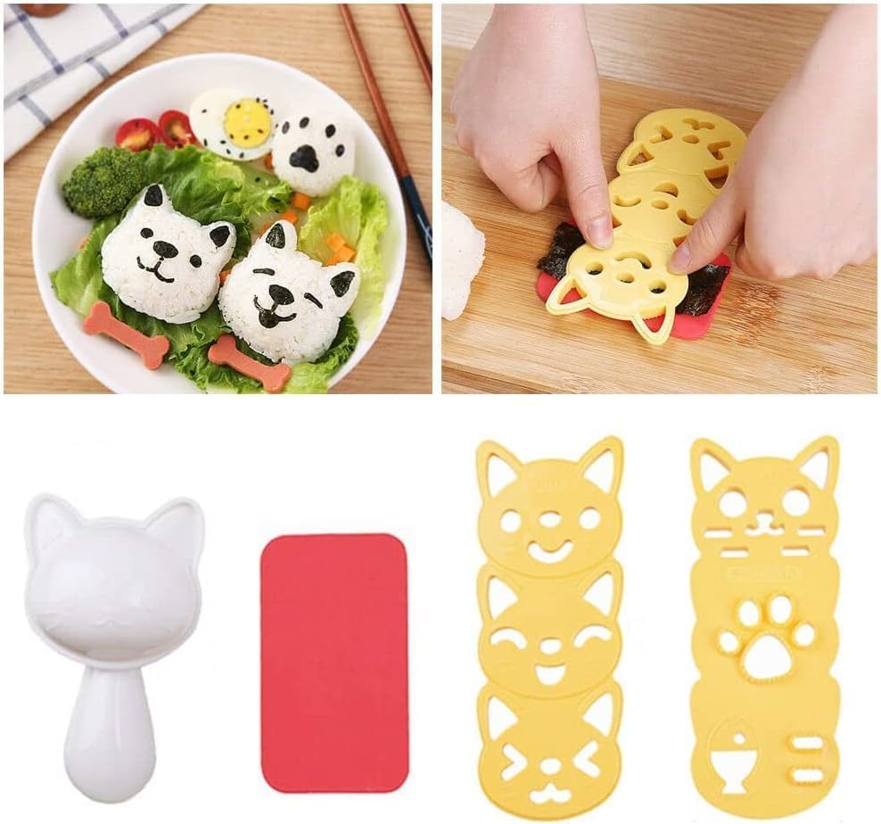 Fellibay Bento Accessories Sushi Mold Rice Ball Mold Cartoon Cat Pattern Sushi Bento Nori Kitchen Rice Decor Kits Sandwich Diy K