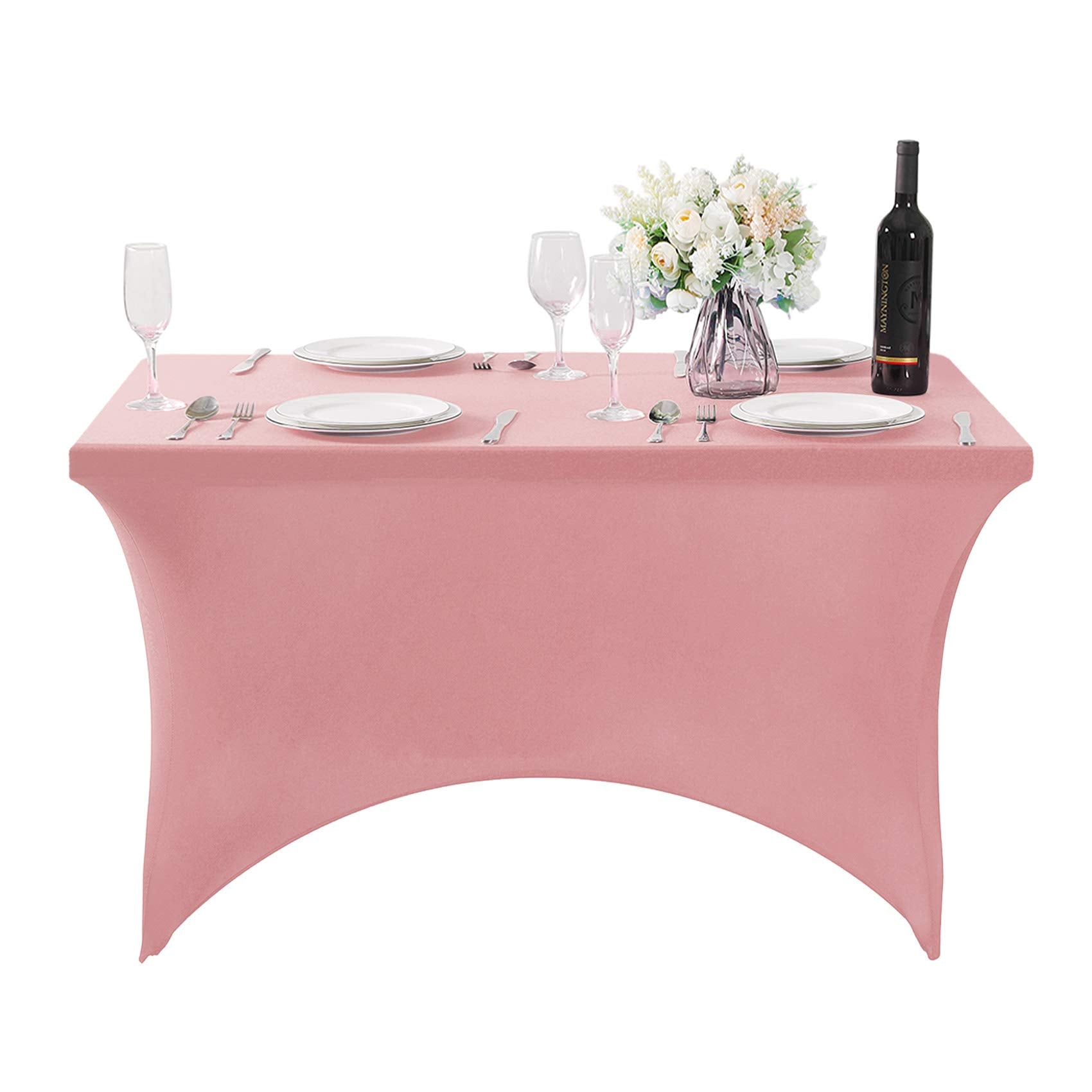 Hezuzo 2Pack Spandex Table Cover For 4Ft Table Universal Fitted Stretch Tablecloth For Party, Banquet, Wedding And Events-Dusty