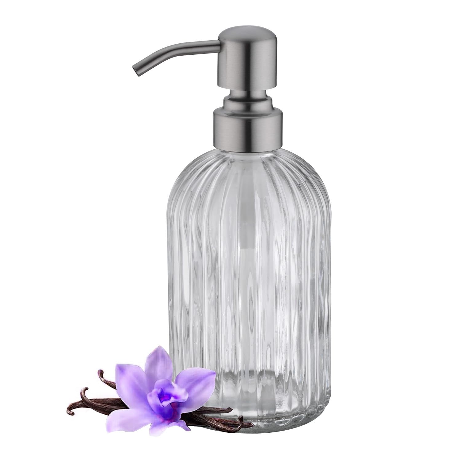 Leetcp Soap Dispenser, Dish Soap Dispenser, Bathroom Liquid Soap Dispenser, With Rustproof Stainless Steel Pump, 16 Oz,Brushed N