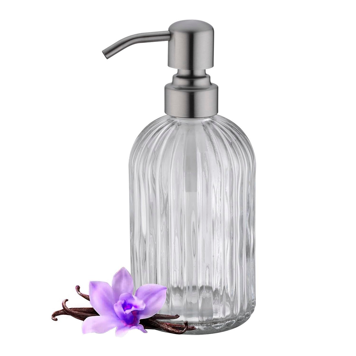 Leetcp Soap Dispenser, Dish Soap Dispenser, Bathroom Liquid Soap Dispenser, With Rustproof Stainless Steel Pump, 16 Oz,Brushed N