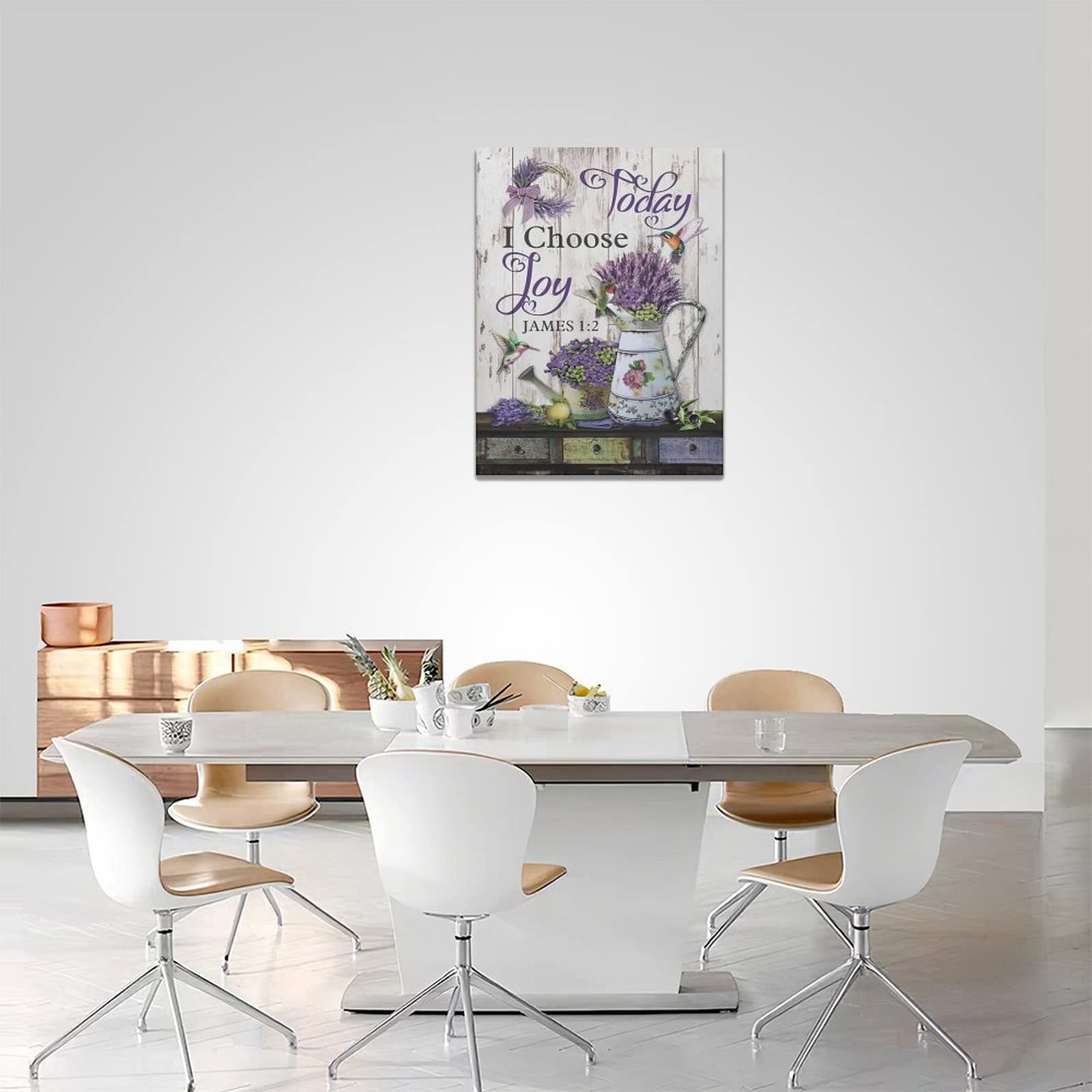 Purple Lavender Wall Art Farmhouse Today I Choose Joy Pictures Canvas Decor Country Flower Hummingbird Painting Prints Framed Ar