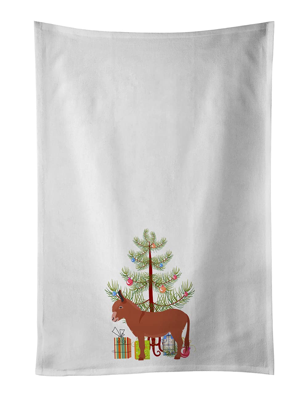 Irish Donkey Christmas White Kitchen Towel Set of 2