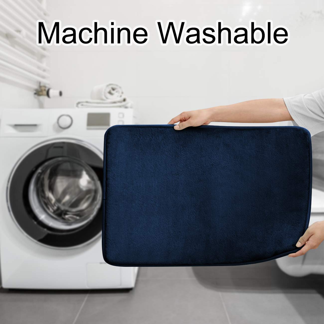 Feelso Memory Foam Bath Mat, 3 Piece Rugs Soft Non Slip And Absorbent Bathroom Carpet, 20X31 Inches Floor Mat, 20X22 Inches U-Sh