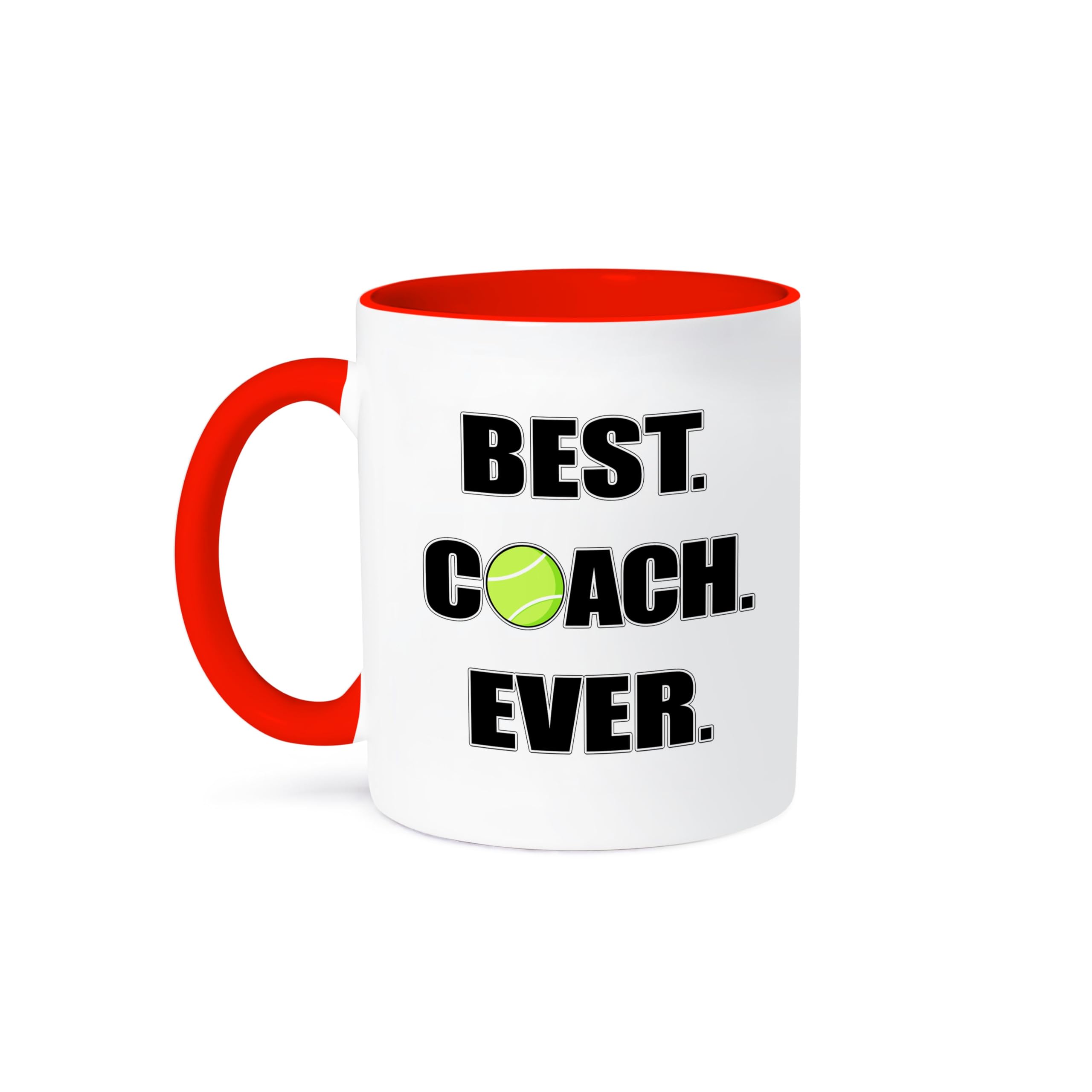 3dRose Tennis-Best Coach Ever Mug, 11 oz, Red,mug_195232_5