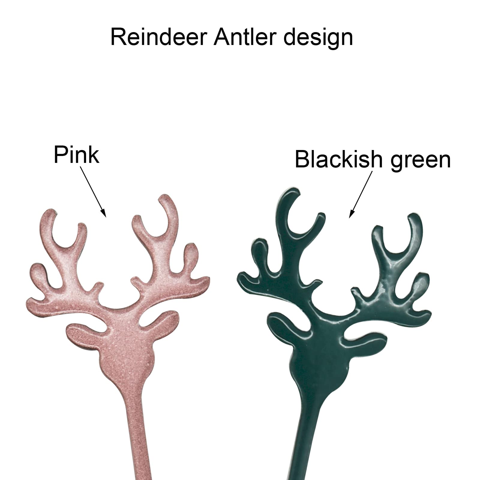 Pinenjoy 2Pcs Espresso Stirring Spoon 18/10(304) Stainless Steel Reindeer Antler Spoon 5.51Inch Tiny Spoon For Christmas Gift Co