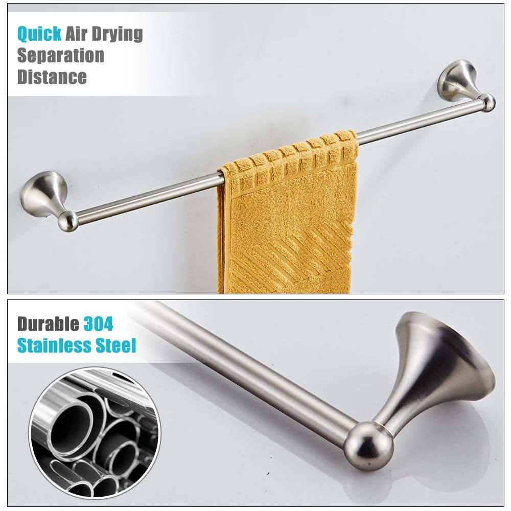 4 Piece Bathroom Accessory Set(Adjustable Towel Bar, Towel Ring, Toilet Paper Holder,Towel Hook), Wall Mounted Bathroom Hardware