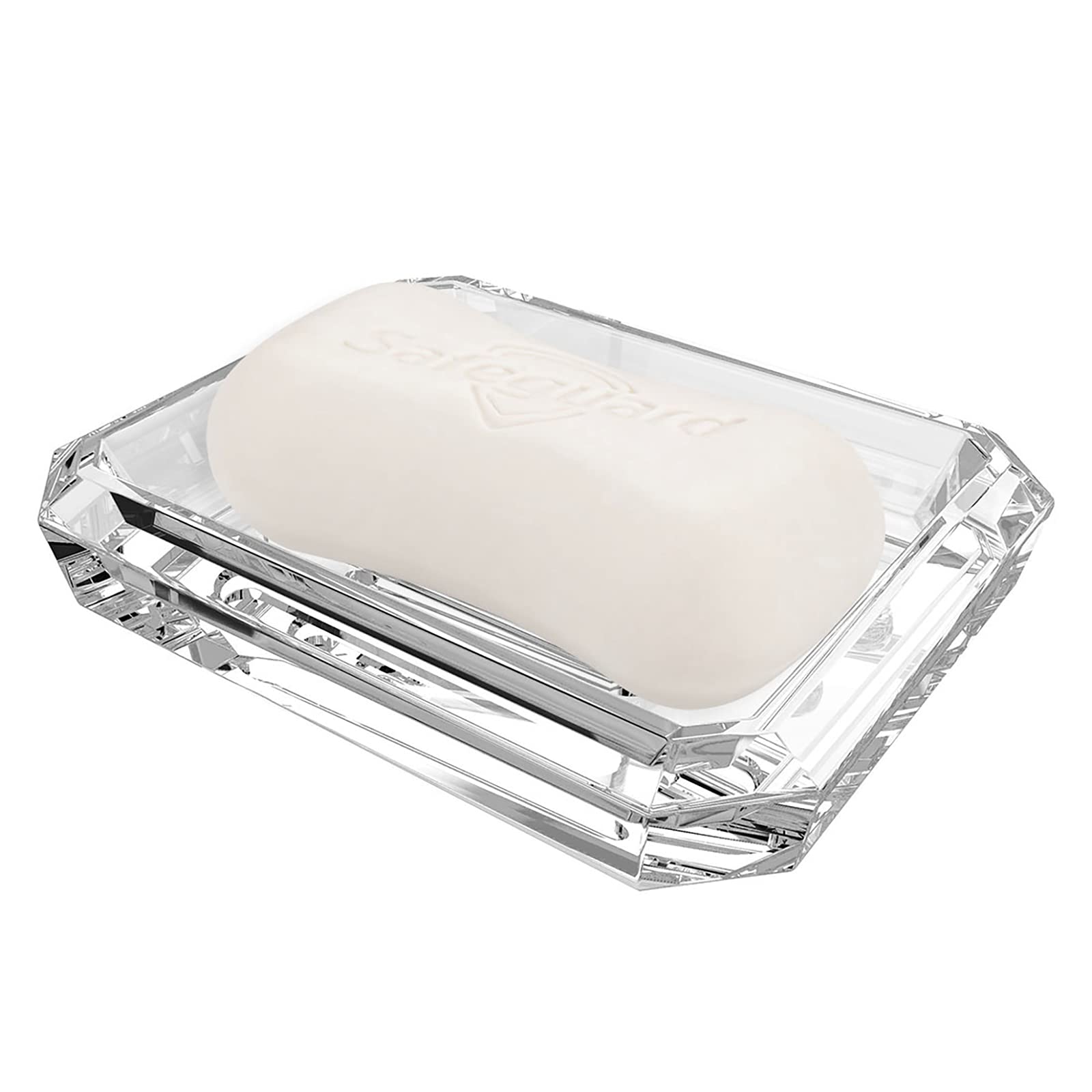 Linkidea 2 Pack Rectangle Glass Soap Dish, Bar Soap Sponge Holder For Bathroom Shower Countertop, Soap Saver Tray Plate (Clear)