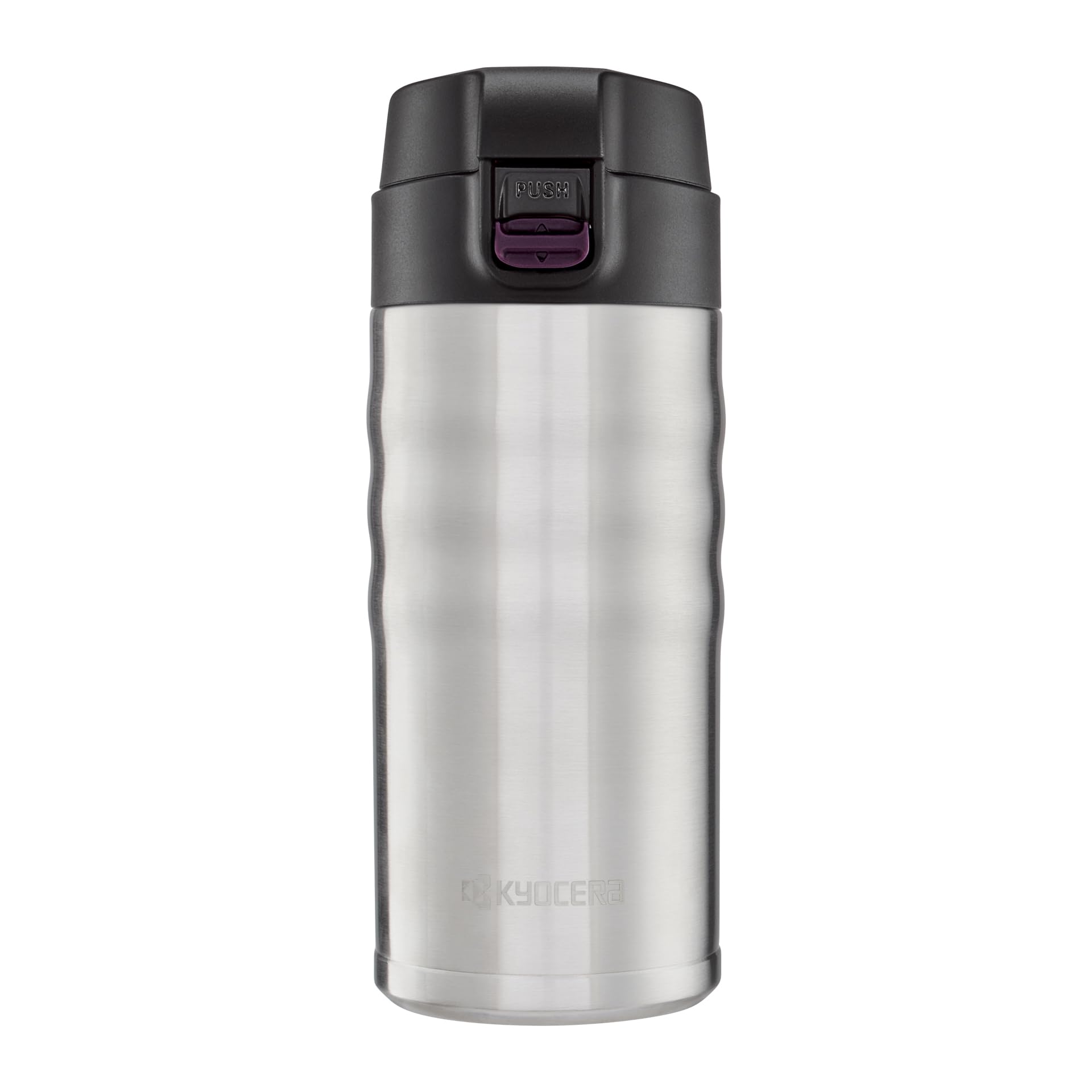 Kyocera MB-12F SS 12oz. Ceramic Coated Interior, Double Wall Vacuum Insulated, Stainless Steel Travel Mug-Stainless Steel