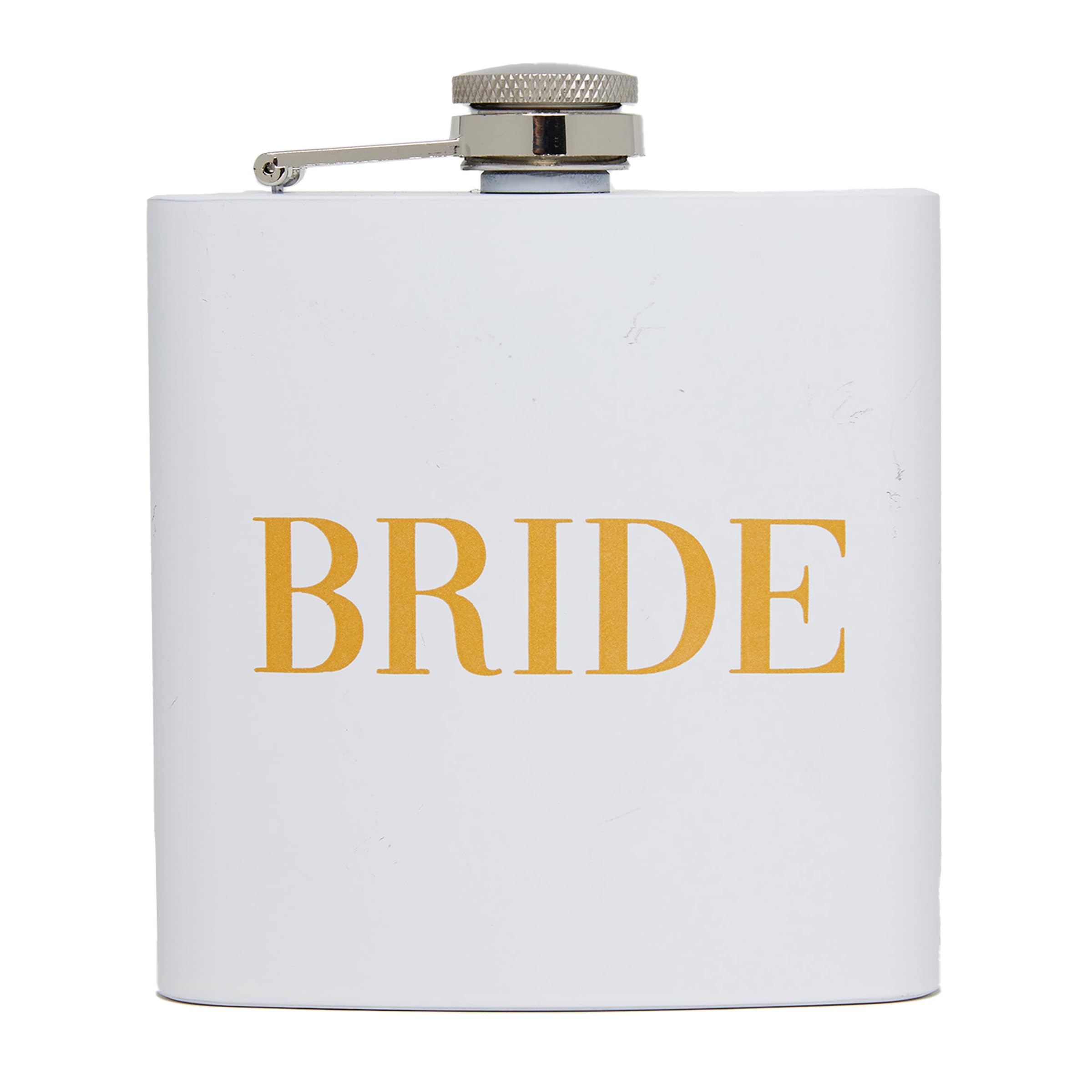 Stainless Steel Flask - Bride - Block Lettering (White)