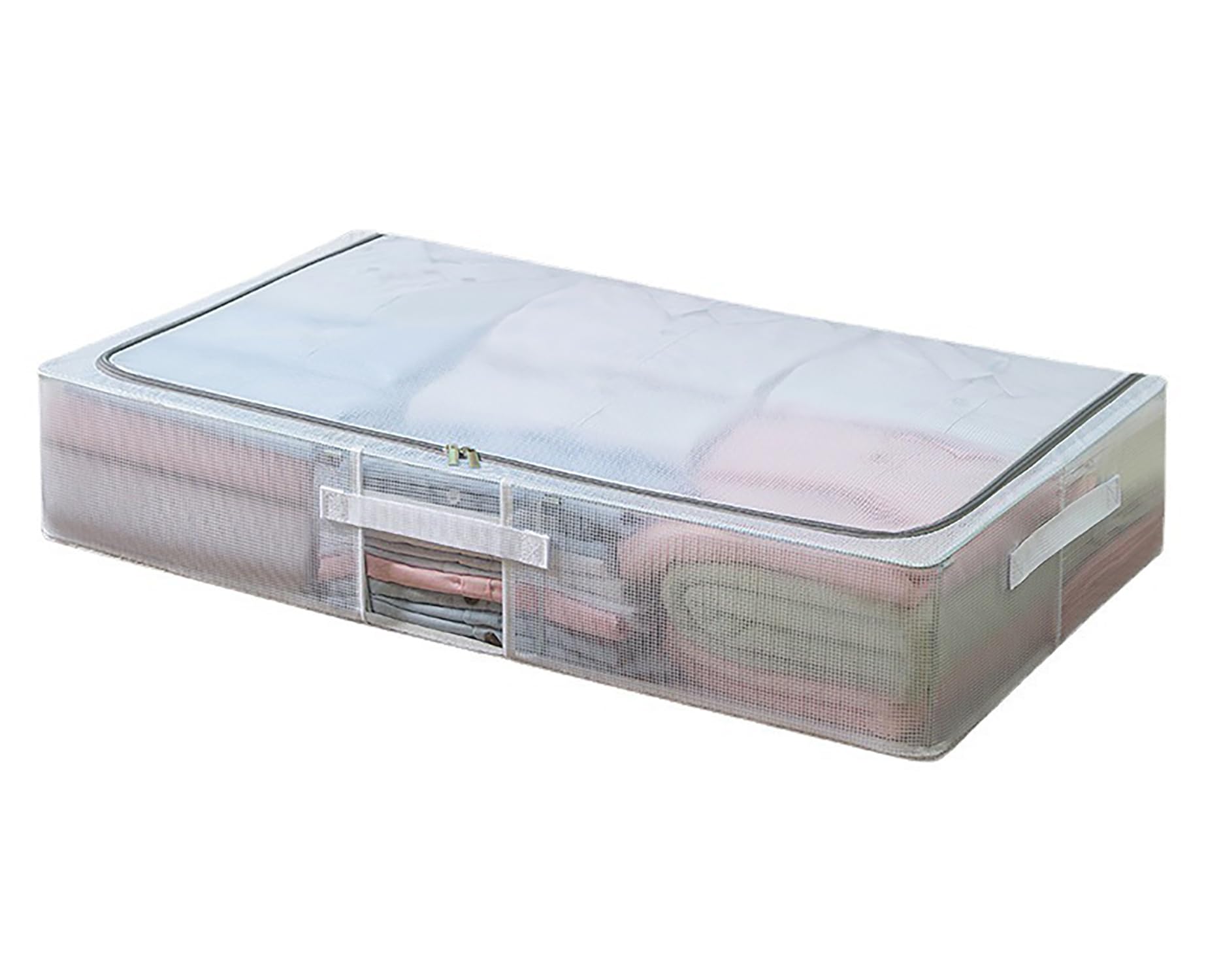 House Of Quirk Polyvinyl_Chloride Transparent UnderBed Clothes Storage Bag Organizer With Folding And Dustproof, Reinforced Han