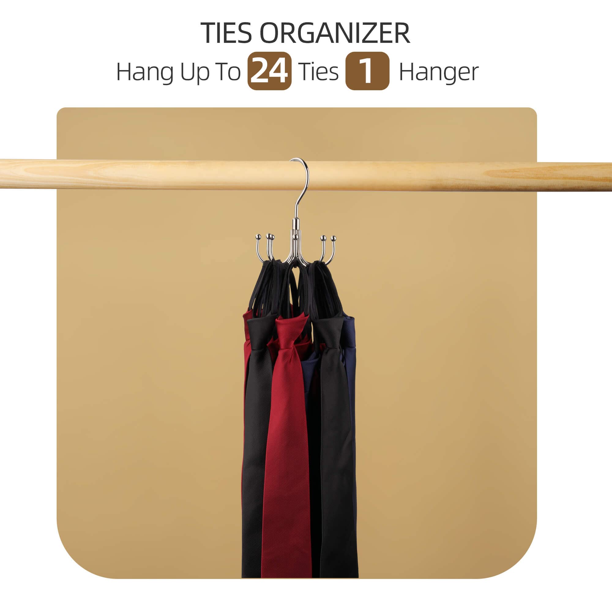 Zedodier Belt Hanger, Rotatable Belt Rack Closet Accessories Organizer, Maximum 24 Storage Capacity, Hanging Holder Storage Hook