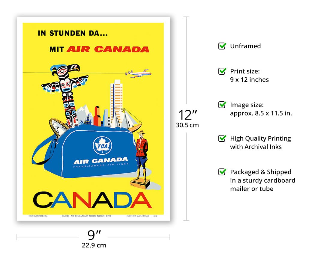 Canada - Air Canada Tca (Trans-Canda Air Lines) - Vintage Airline Travel Poster By Roberto Floreani C.1960 - Master Art Print (U