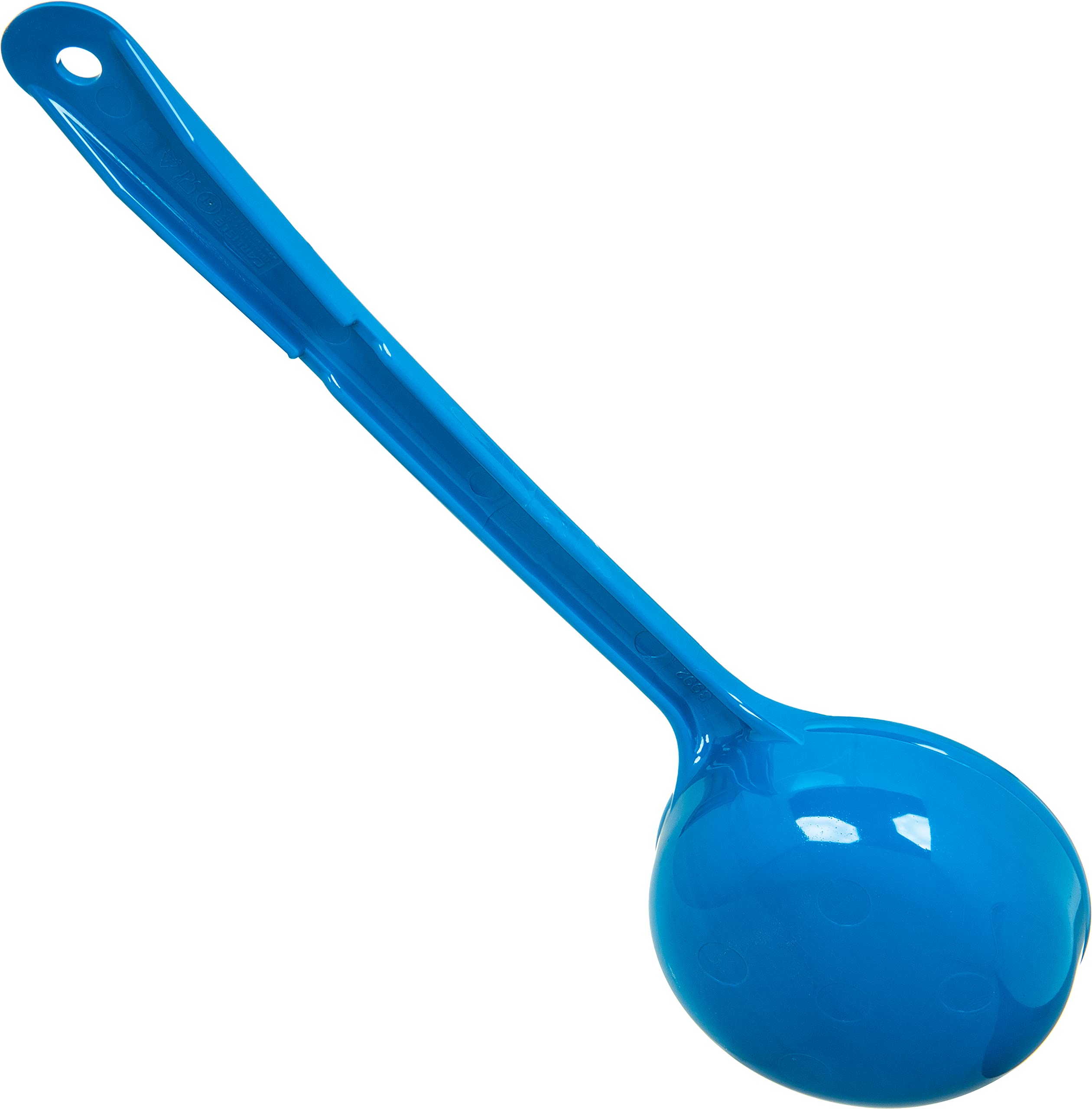 Carlisle Foodservice Products 399214 Solid Long Handle Portion Control Spoon, 8 Oz, Blue