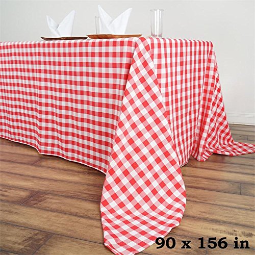 Balsacircle 90-Inch X 156-Inch Red Checkered Tablecloth Table Linens Wedding Party Events Decorations Kitchen Dining Catering