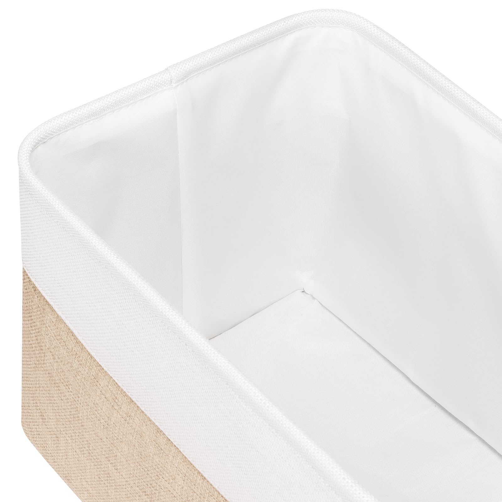 Univivi 15 Inch Foldable Fabric Storage Baskets 4Pc Rectangle Storage Bins With Pu Handles|Hard Bottom Large Organizer Basket Fo