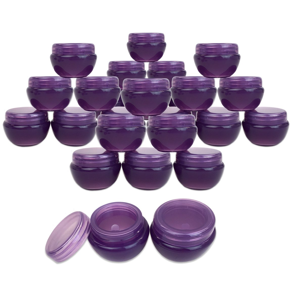 Beauticom 24 Pieces 10G/10Ml Purple Frosted Container Jars With Inner Liner For Lotion, Toners, Lip Balm, Makeup Samples - Bpa F