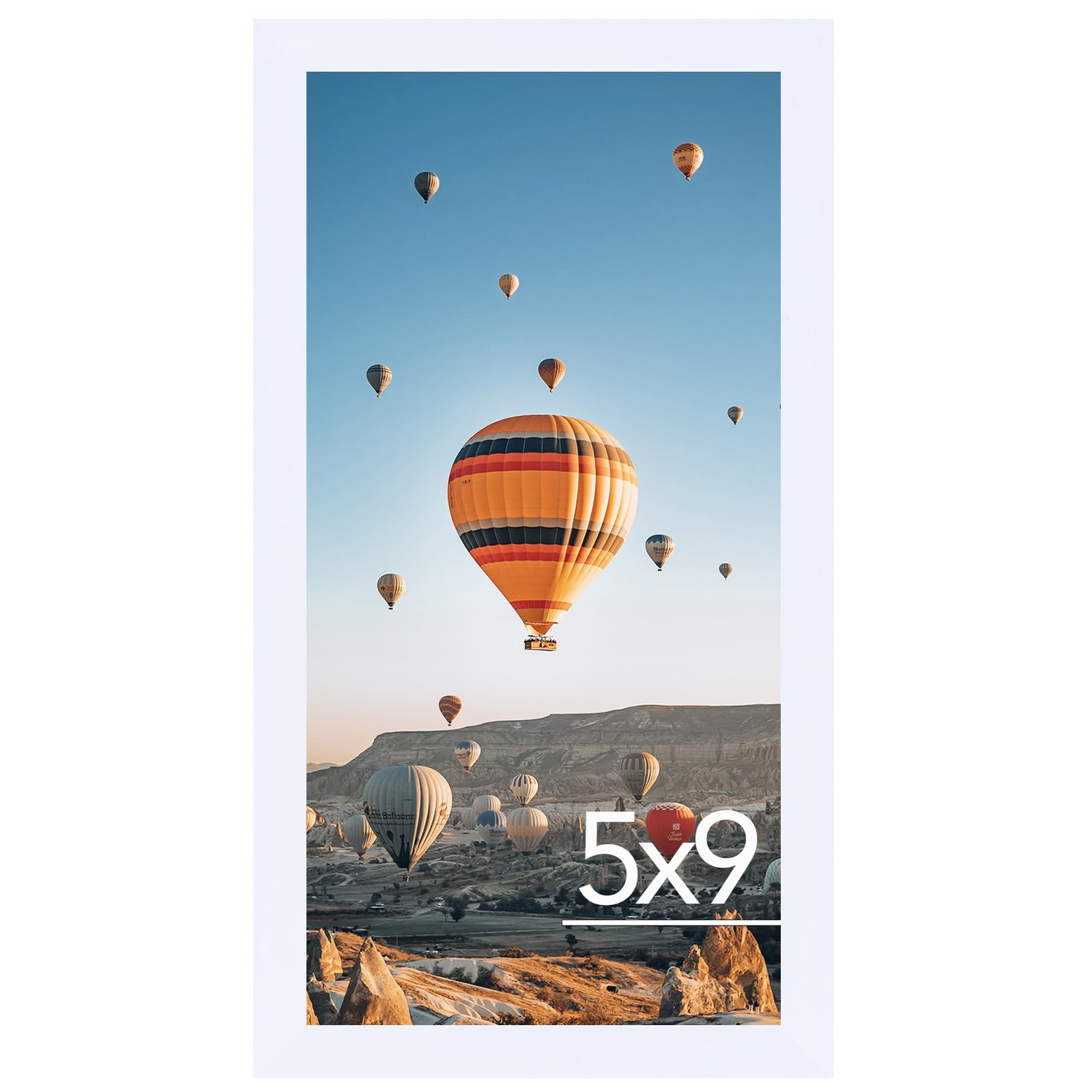 JCJMY 5x9 Picture Frame White for Wall Hanging or Tabletop, Wall Mounting Horizontally or Vertically, 5 x 9 Wall Gallery Poster 