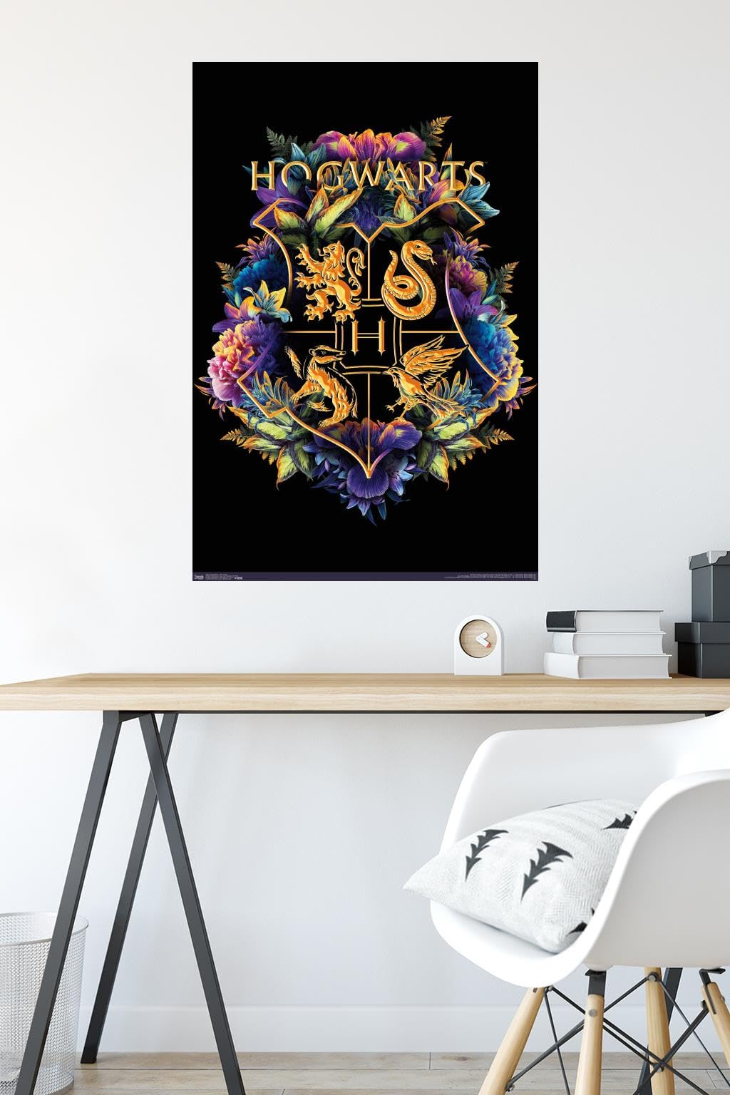 Trends International The Wizarding World: Harry Potter - Floral House Crests Wall Poster, 22.375'' X 34'', Premium Unframed Vers