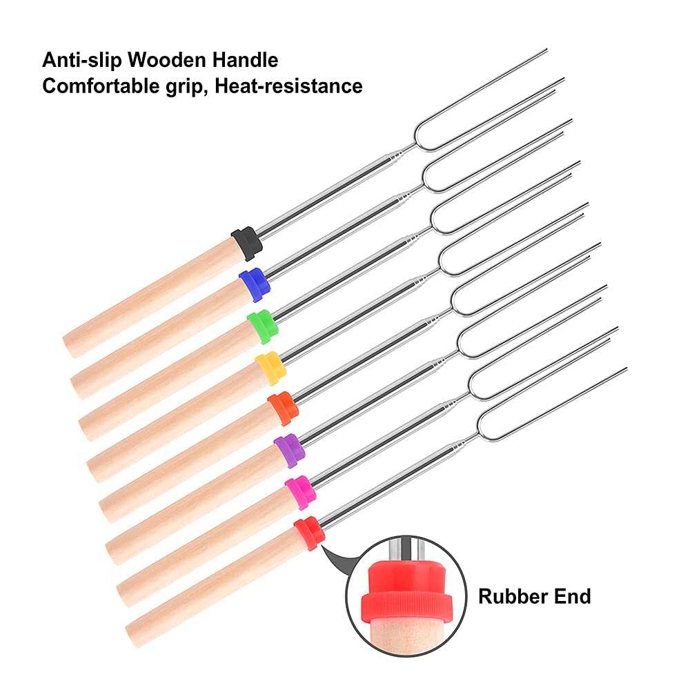 Marshmallow Roasting Sticks, 32Inch 16Pcs Telescopic Barbecue Forks Retractable Stainless Steel Smores Skewers With Anti-Slip Wo