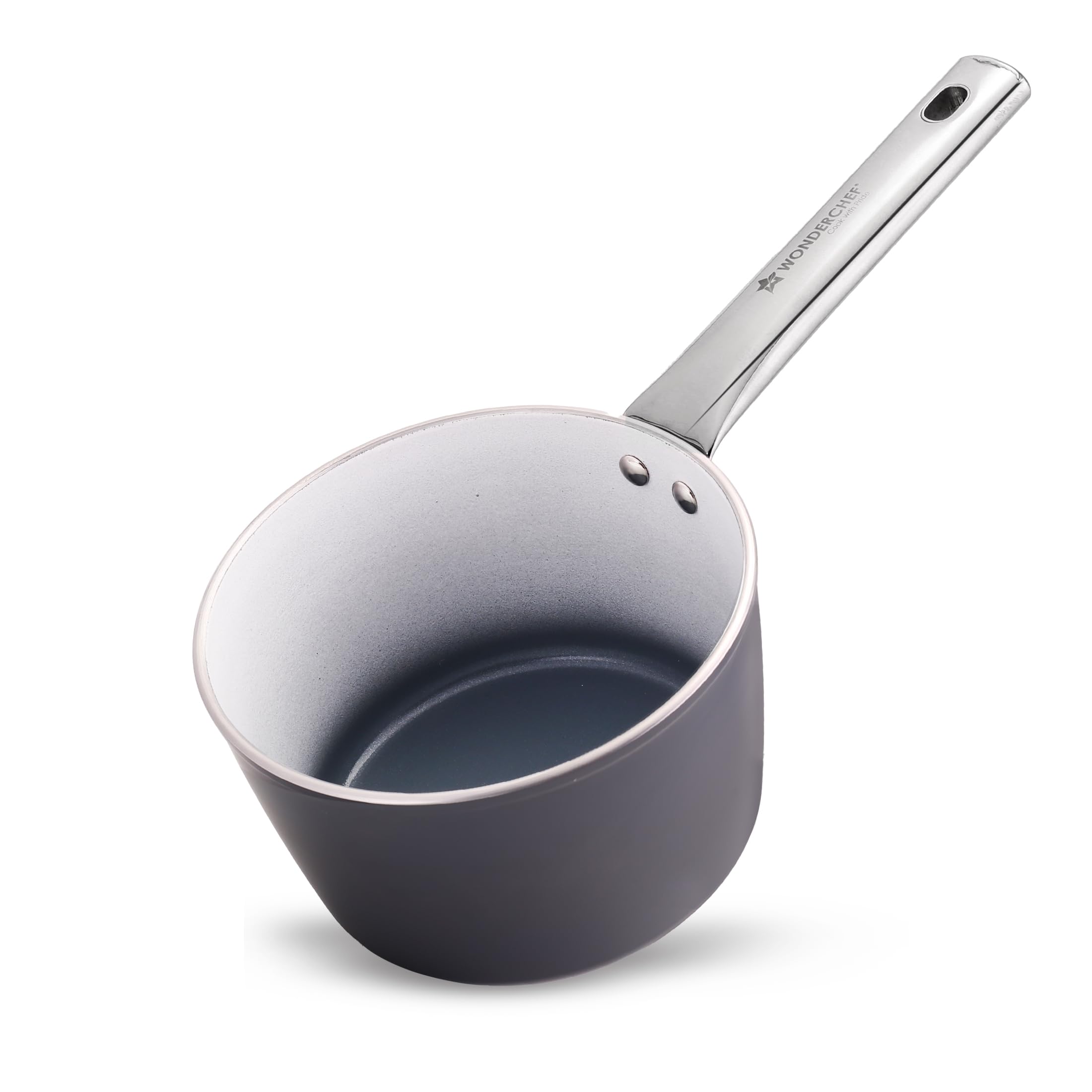 Wonderchef EcoGlide Saucepan | ChemicalFree Ceramic Coating | 16Cm, 1.75L | Healthy, Low Oil Meals | ScratchResistant | Stain