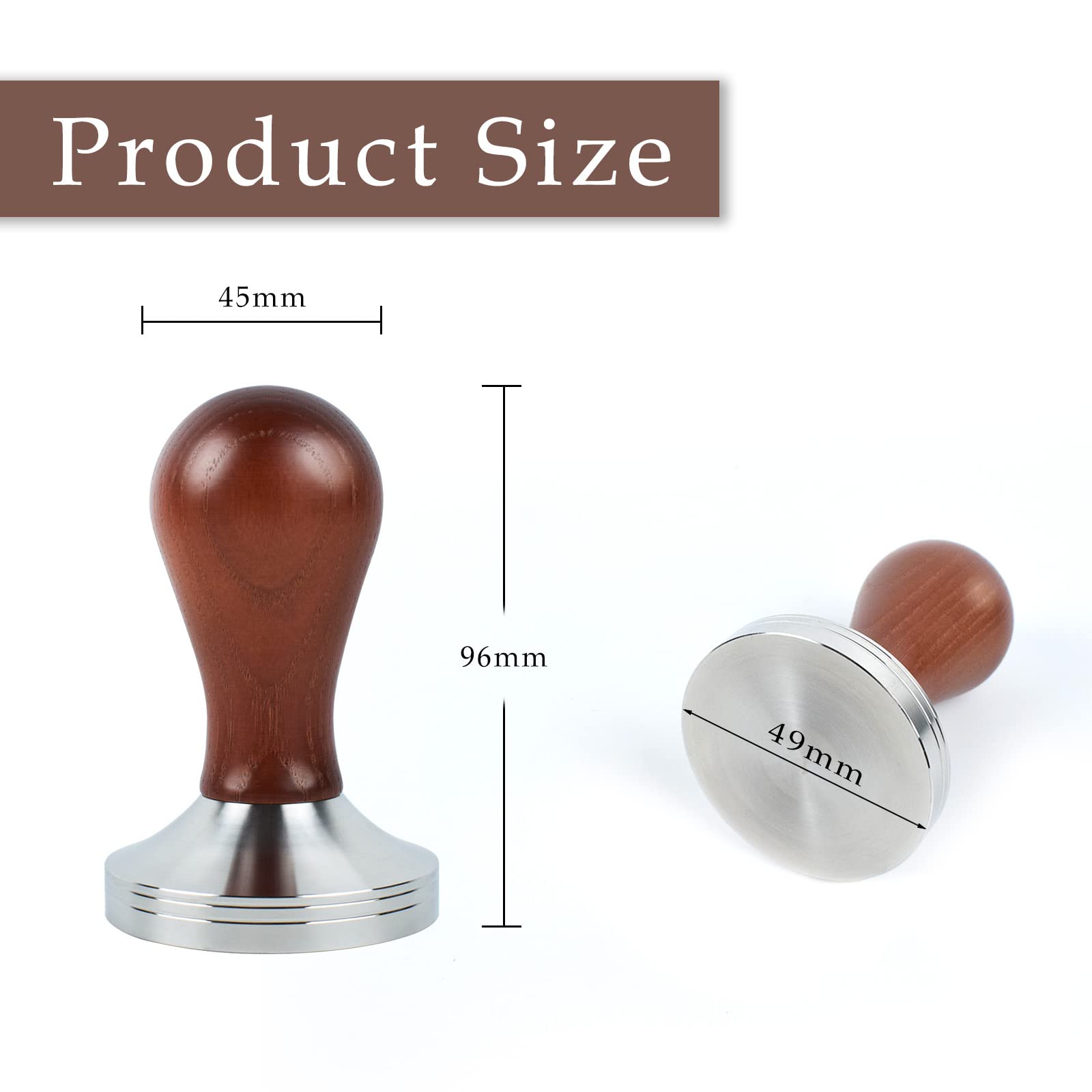 Wissxoer Espresso Press Hand Tamper Coffee Distributor & Tamper 49Mm Walnut Wooden Handle And 304 Stainless Steel Flat Base With