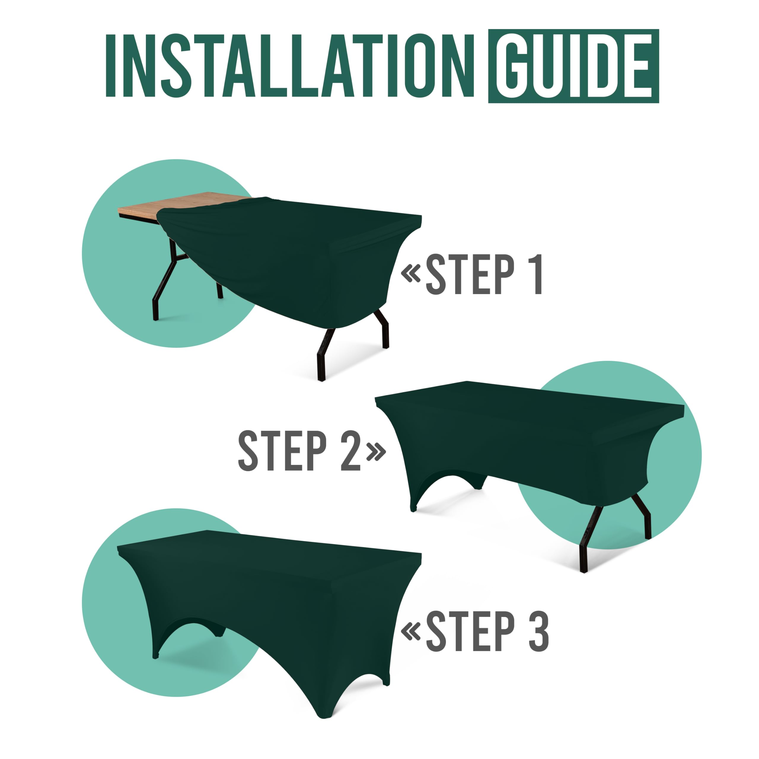 Utopia Kitchen Spandex Tablecloth 1 Pack [6Ft, Hunter Green] 200 Gsm Tight, Fitted, Washable And Wrinkle Resistant Stretch Recta