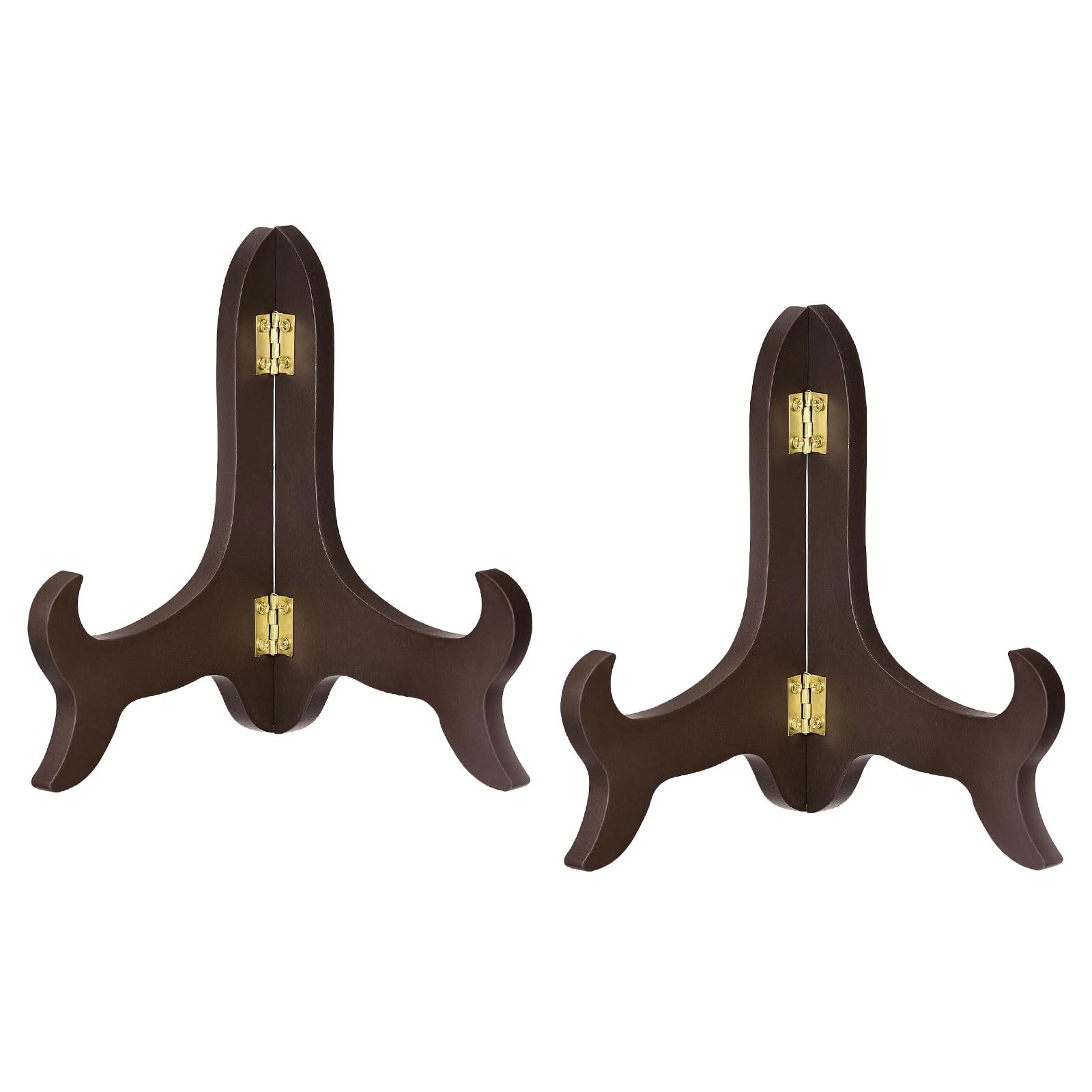 uxcell 2pcs 6 Easel Plate Holder, Wooden Folding Display Stand Brown for Decorative Picture Frame