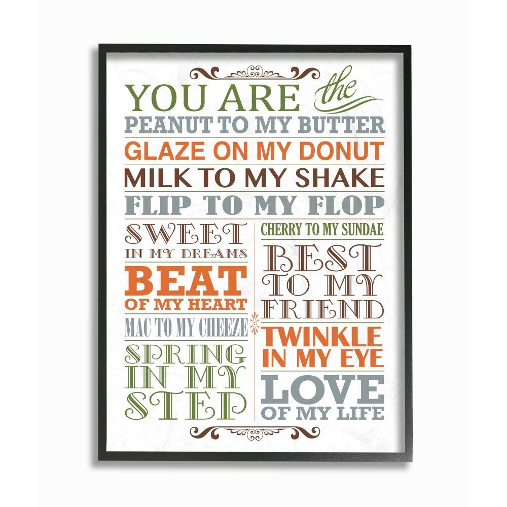 The Kids Room By Stupell You Are Peanut To My Butter Typography Black Framed Wall Art, 24X30, Multi-Color