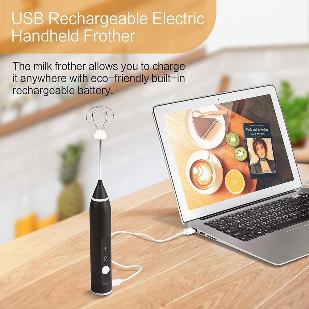 Milk Frother Handheld Frother Whisk, Electric Coffee Foam Maker Mini Blender Usb Rechargeable Drink Mixer For Latte, Cappuccino,