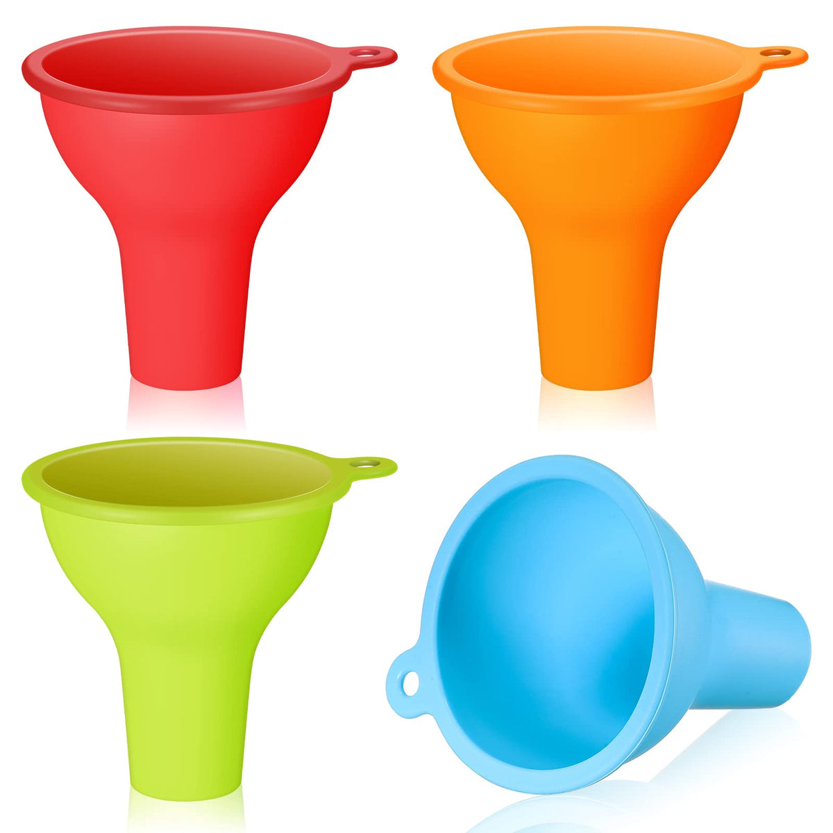 Lauwell Silicone Funnels 4 Pieces Wide Mouth Funnel Flexible Condiment ...