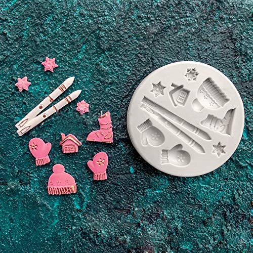 3 Pcs Fondant Silicone Molds, Cnymany 25 Cavity 3D Christmas Sugar Craft Cake Decoration Cupcake Topper Crafting Projects Gum Pa