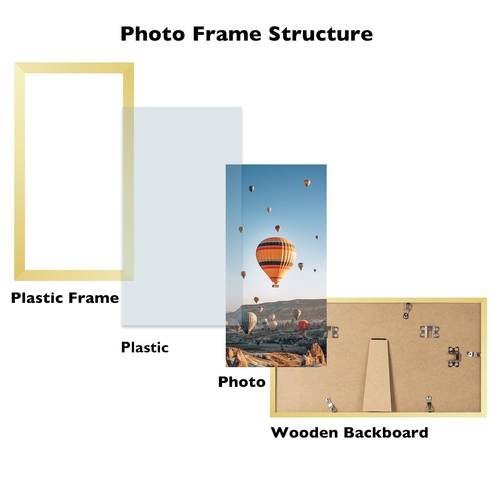 JCJMY 5x9 Picture Frame Gold for Wall Hanging or Tabletop, Wall Mounting Horizontally or Vertically, 5 x 9 Wall Gallery Poster P