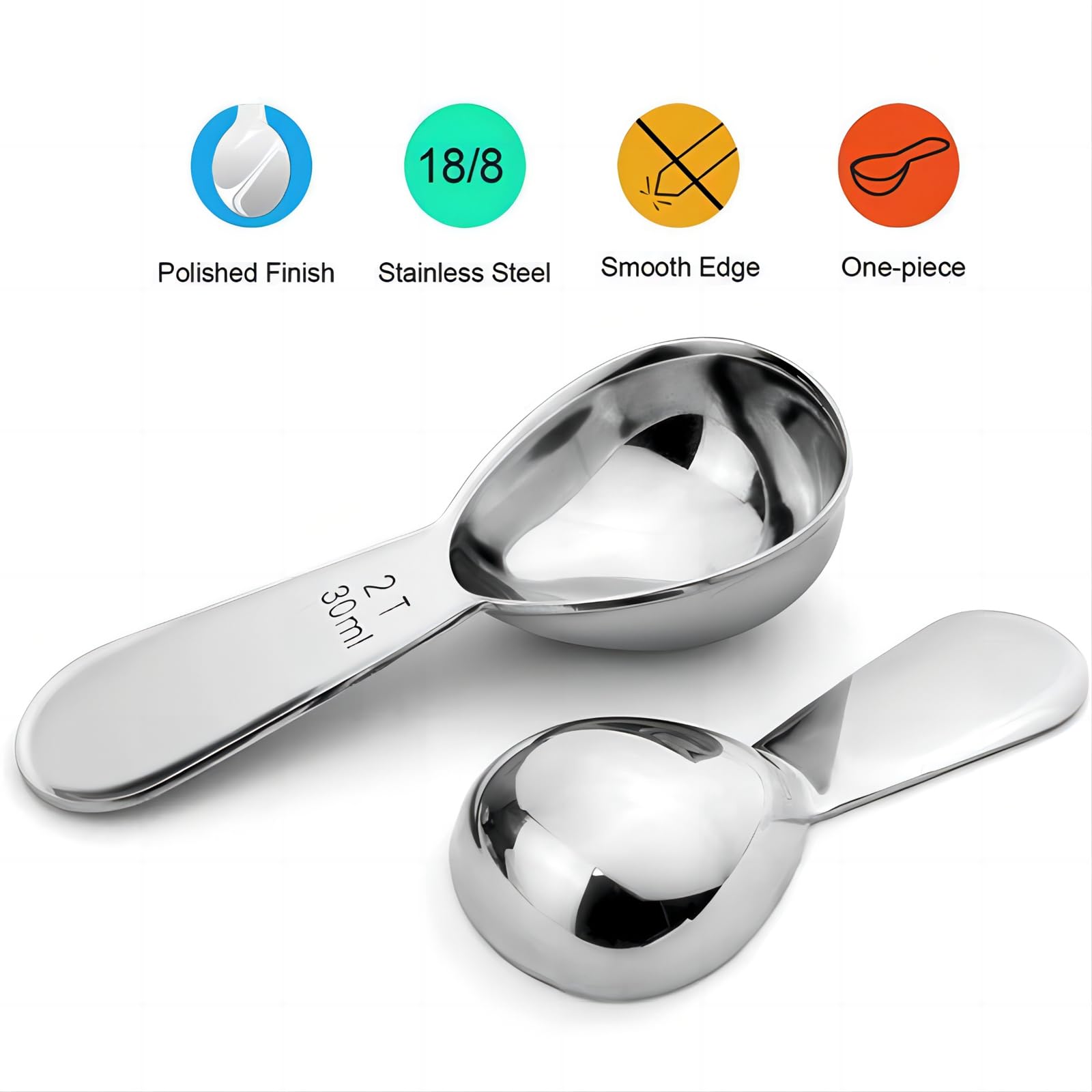 Greatlink Stainless Steel 430 Coffee Scoop, Coffee Measuring Spoon Short Handle For Measuring Coffee, Milk, Tea,Sugar,Lemon Juic