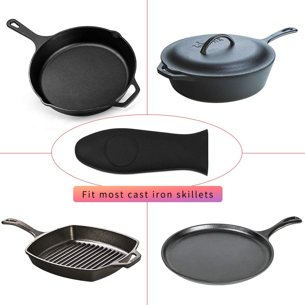 Silicone Hot Handle Cover, Assist Pan Holder For Cast Iron Skillets And Traditional Pots - Black
