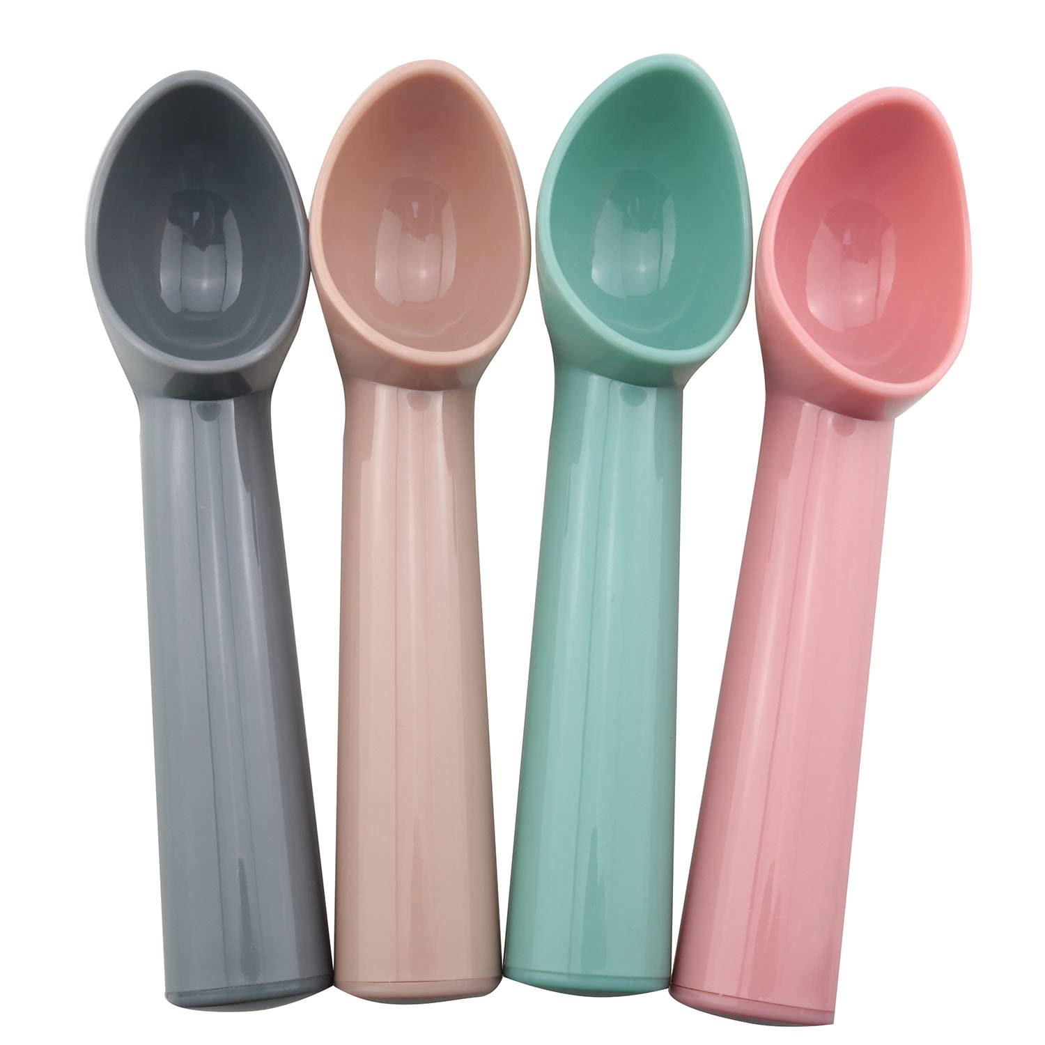 Jcbiz 4Pcs Plastic Ice Cream Scoop Fruit Spoons Melon Baller Watermelon Scooper Kitchen Accessories 4 Colors (Gray, Rose Pink, B