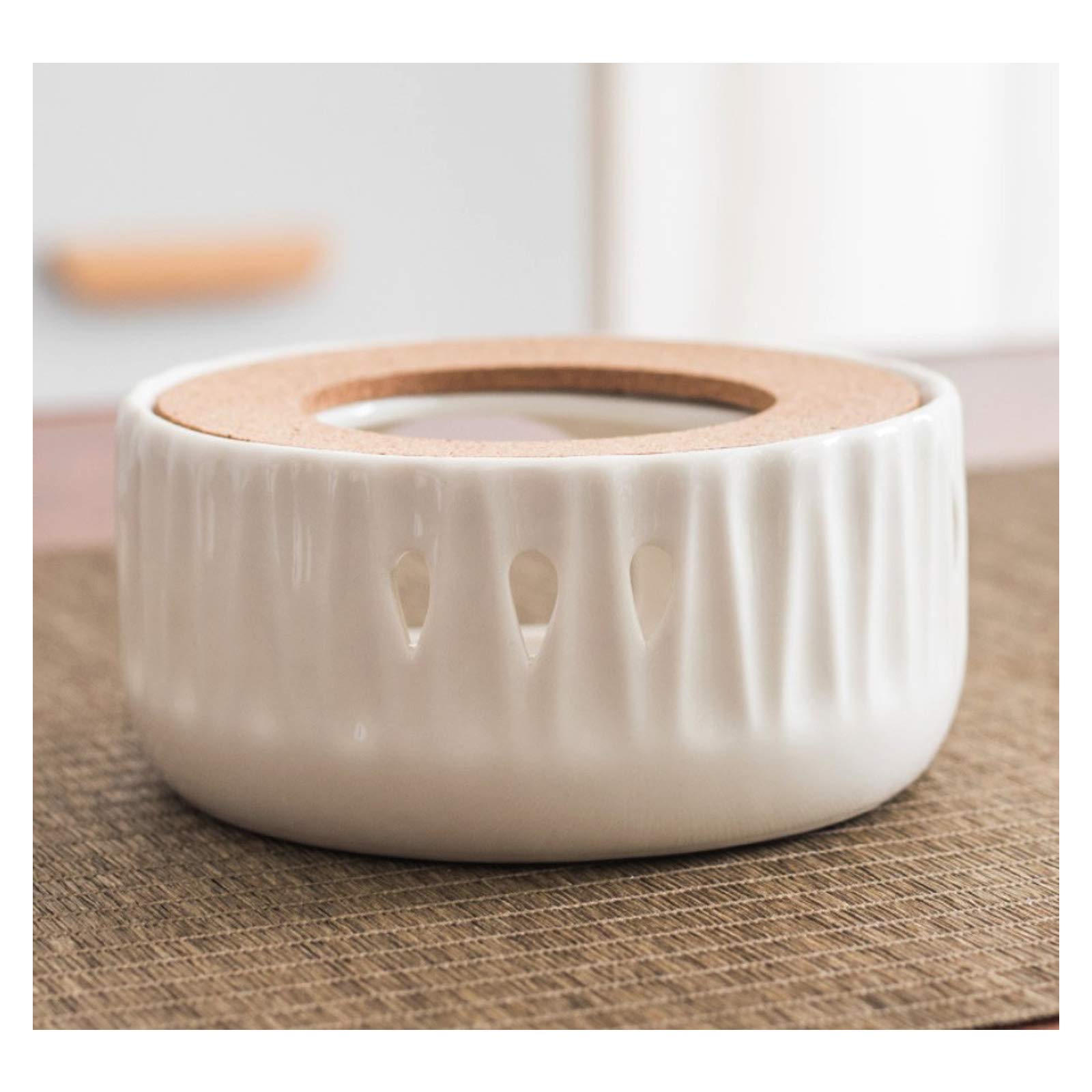 Cosy-Yc Ceramic Teapot Warmer,Tea Light Warmer White,Design For Glass Teapot,Teapot Warmer Base(5.1X2.4Inch)