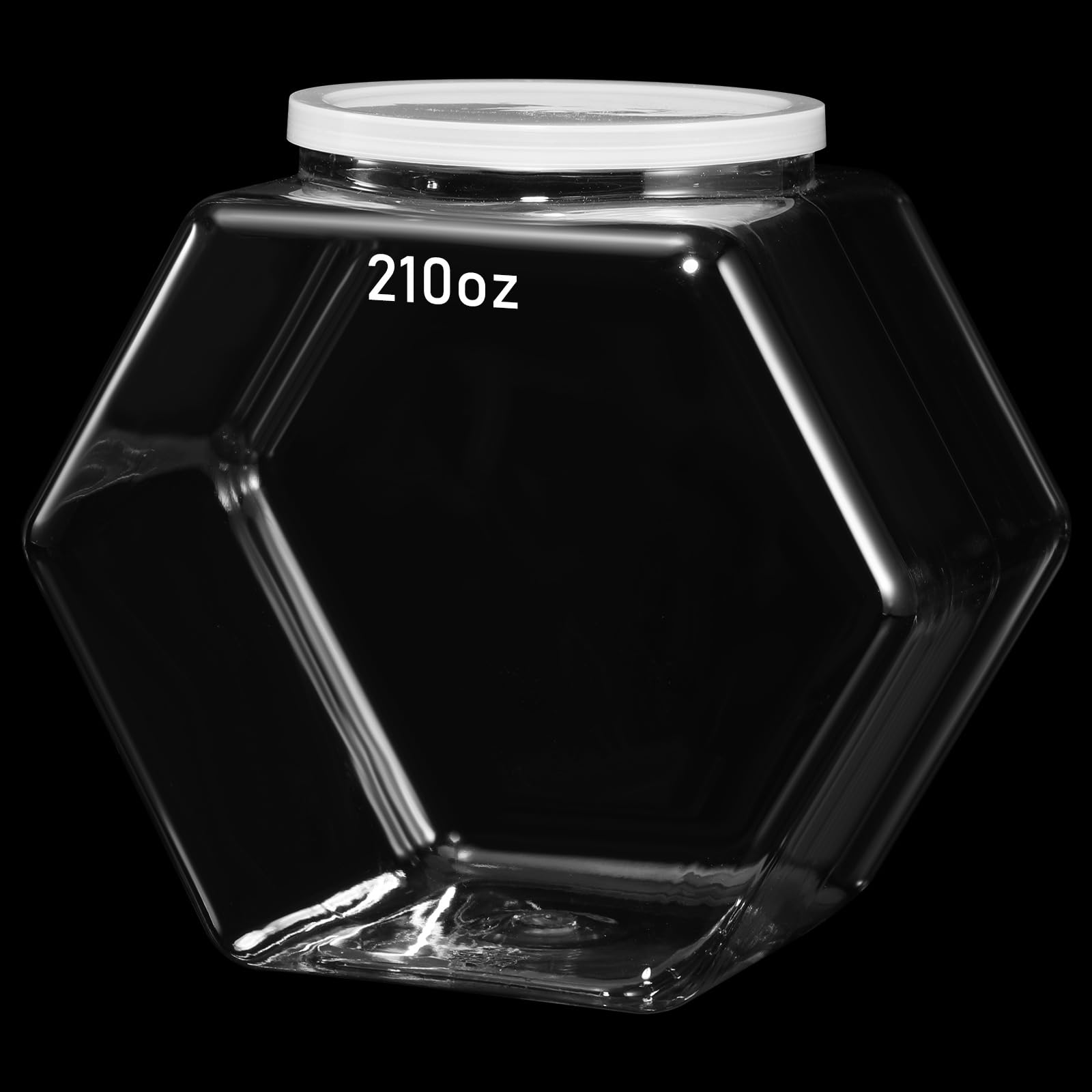 Uiifan 1 Piece Plastic Candy Jar with Lid Clear Fish Bowls Cookie Jar Hexagonal Containers for Snacks, Dog Food, Desk Pet, Craft