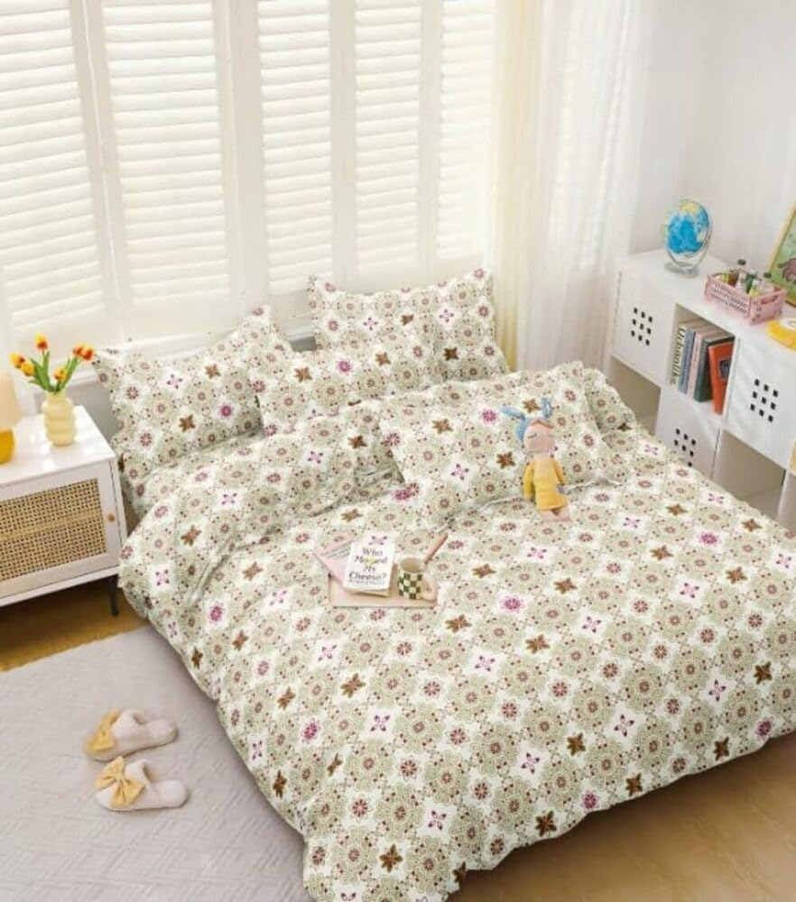 Tib The Intellect Bazaar Glace Cotton Elastic Fitted Bedsheets King Size | Bedsheet For Double Bed With 2 Pillow Covers (72 X 78