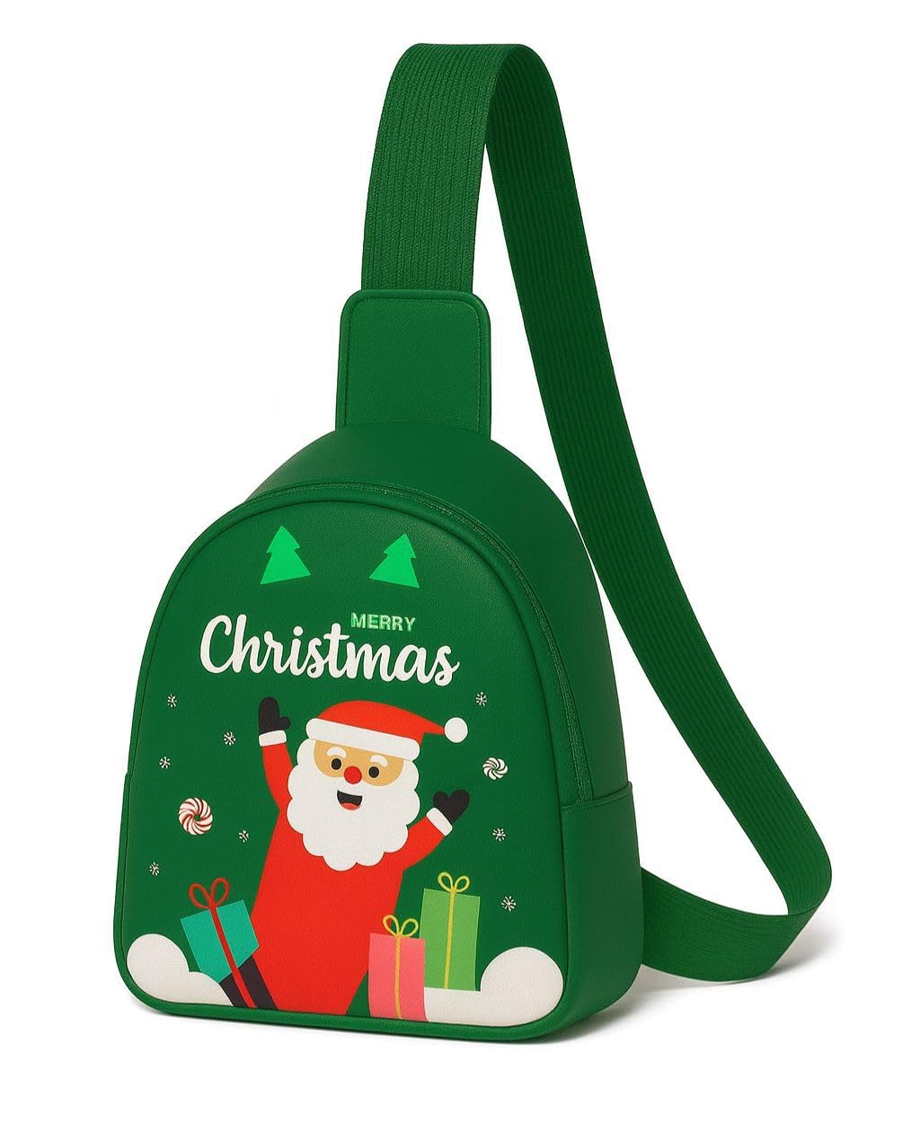 Le Delite Christmas Sling Backpack For Kids, Santa Theme Chestbag Adjustable Shoulder Strap, 17X13X6.5 Cm, Sling Bag Printed Sno
