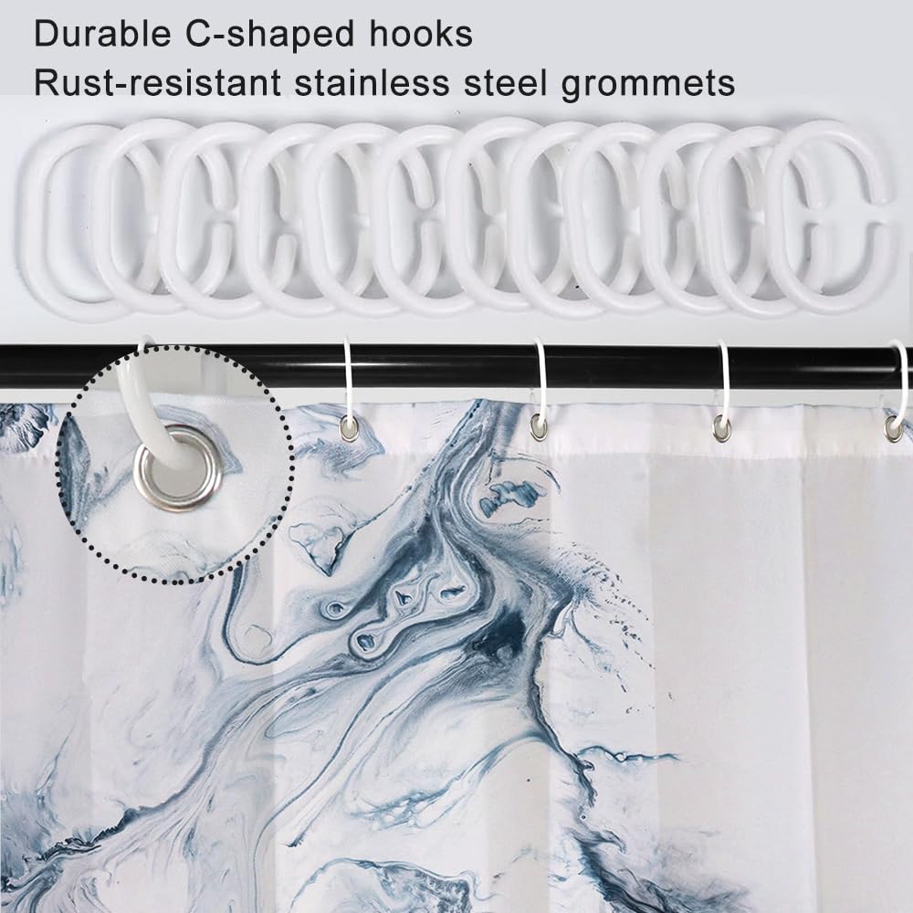 Ruelvth Stall Shower Curtain, Blue Marble Small Shower Curtain Modern Abstract Blue And White Waterproof Fabric Rv Shower Curtai