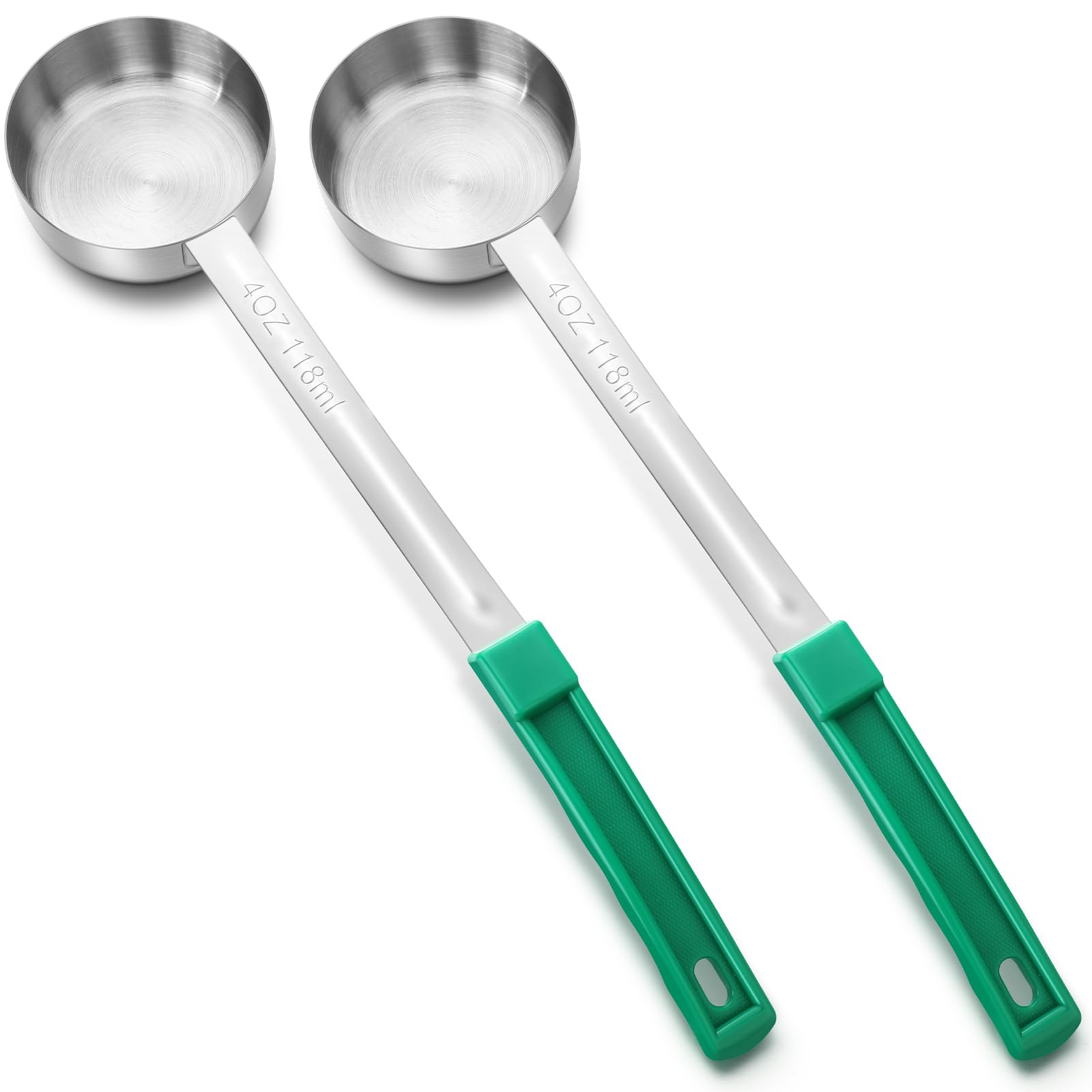 Teenyyou 2 Pcs Portion Control Serve Spoons, Green, 4 oz, Solid