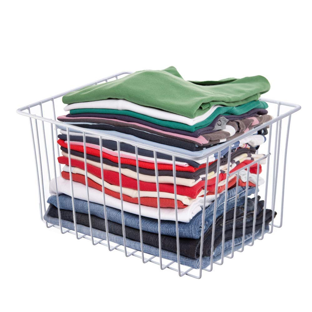 Sanno Freezer Baskests Organizer Bins, Freezer Wire Storage Basket Refrigerator Storage Baskets Bins Organizer With Built-In Han