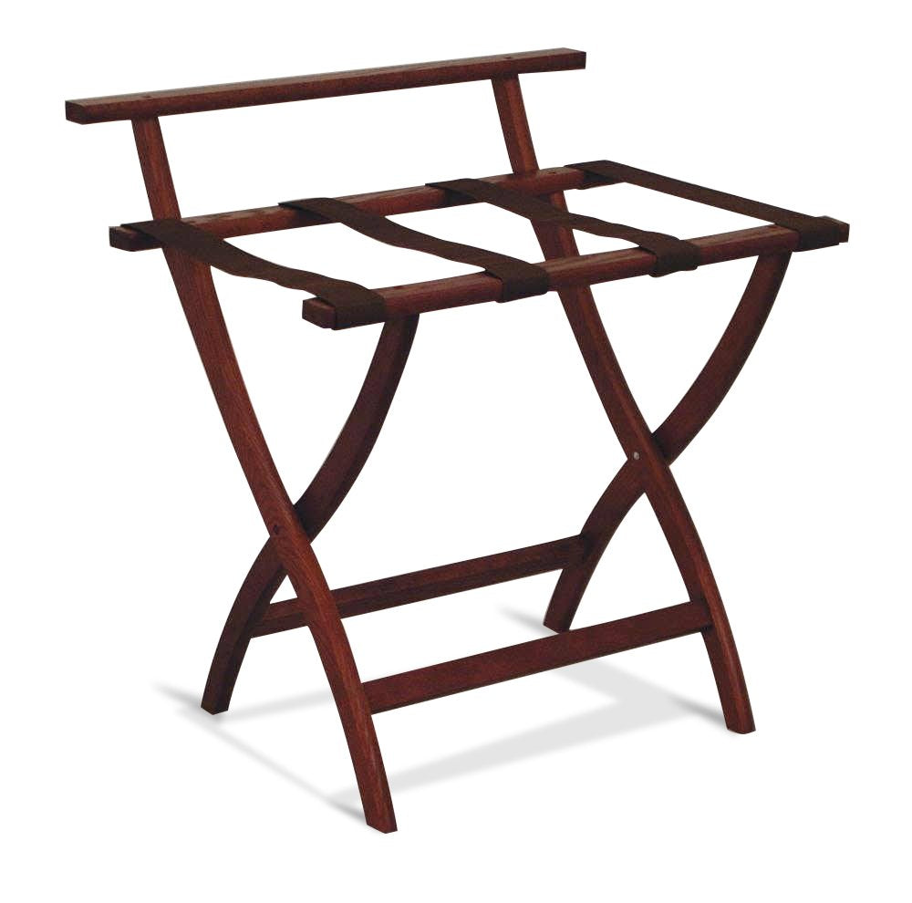 Wooden Mallet Wallsaver Luggage Rack,Brown Straps, Mahogany
