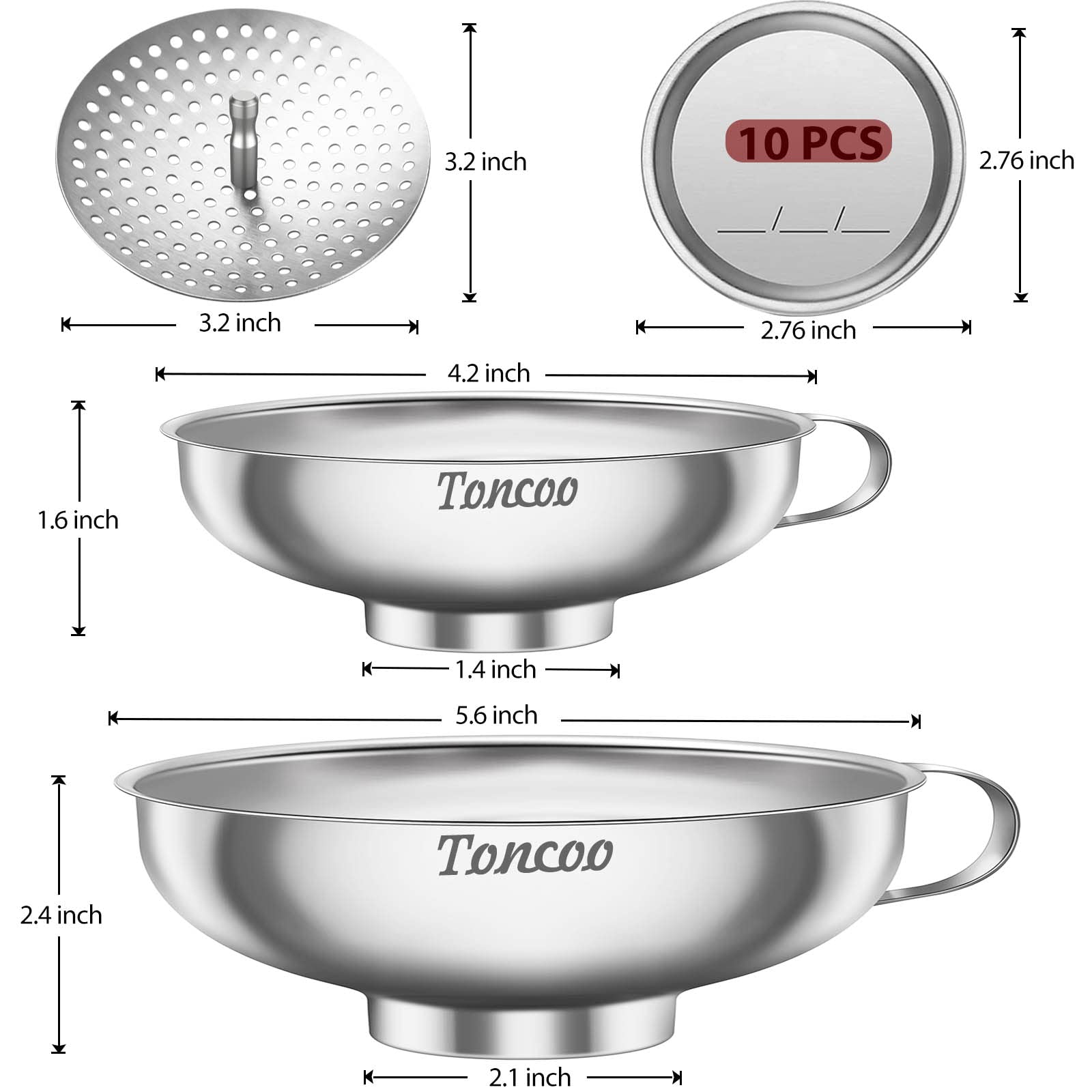 Canning Funnels For Filling Mason Jars, Mason Jar Funnel, Stainless Steel Canning Funnel Wide Mouth Funnel For Mason Jar, Cleara