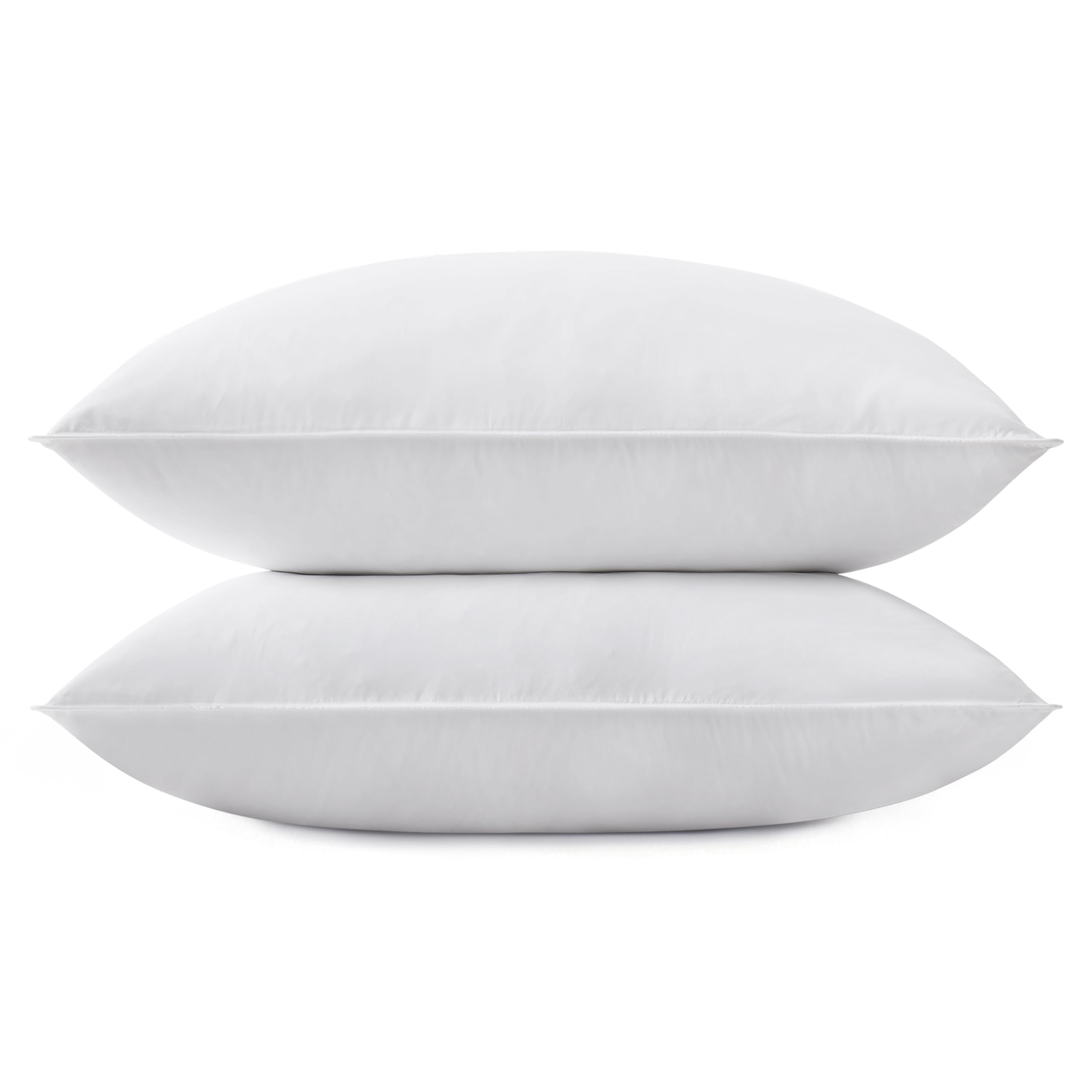 Snug&Cozy Grey Goose Feather Down Pillow For Sleeping(2 Pack)- Standard/Queen Size(20In28In), Goose Feather&Down Filling, 100% C